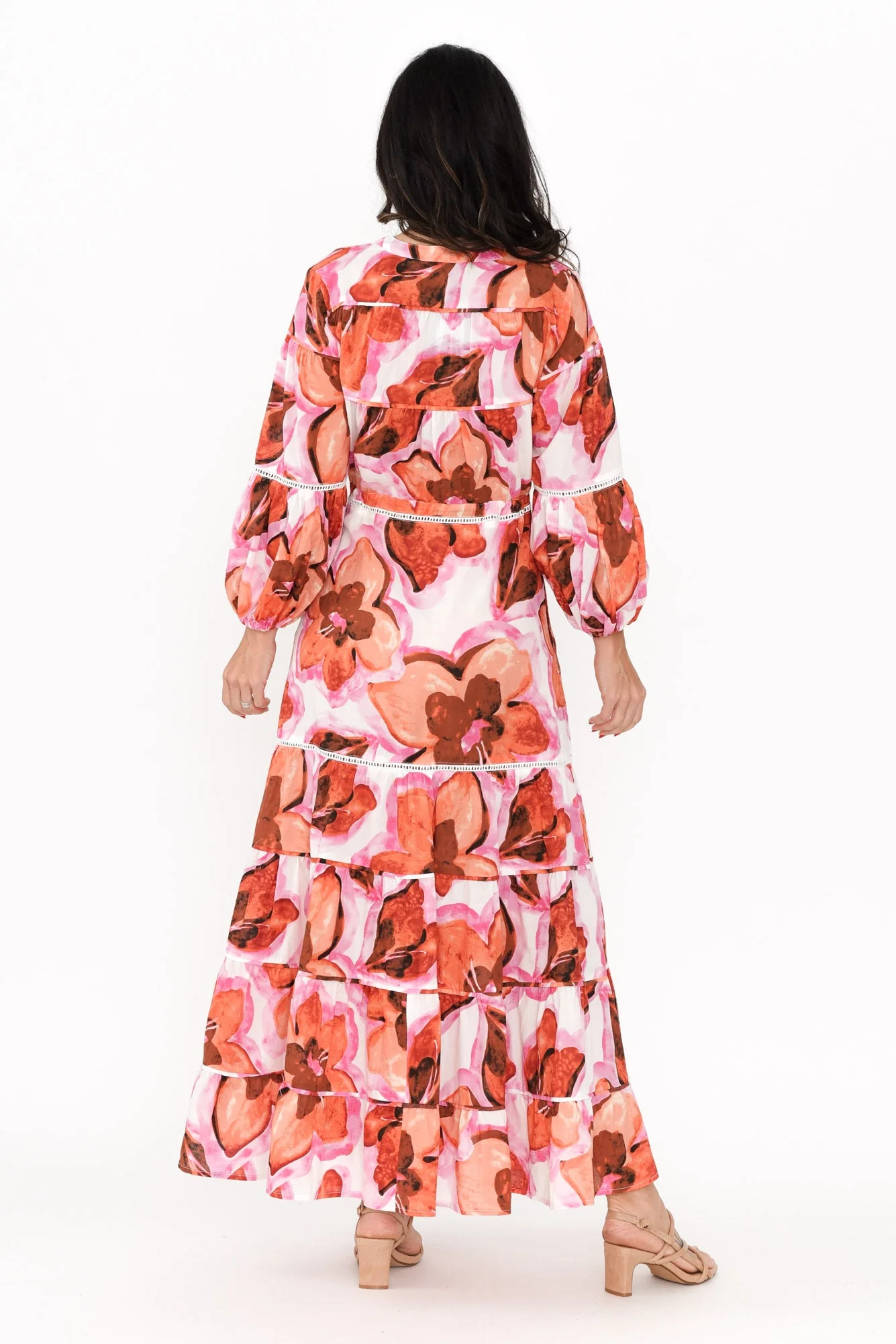 Gertie Pink Floral Cotton Tier Dress - Image 5