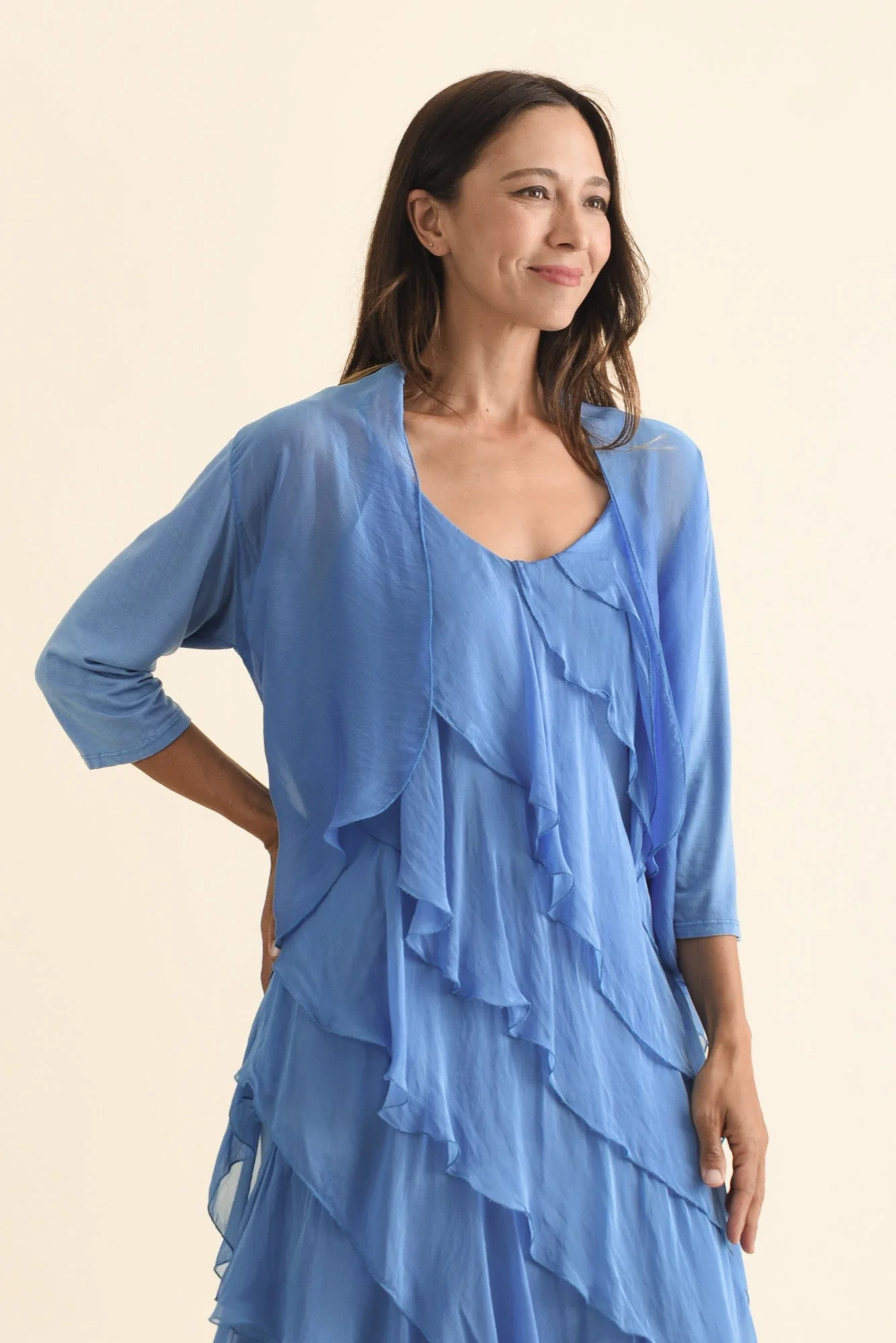 Gianetta Blue Silk Cardigan - Image 3