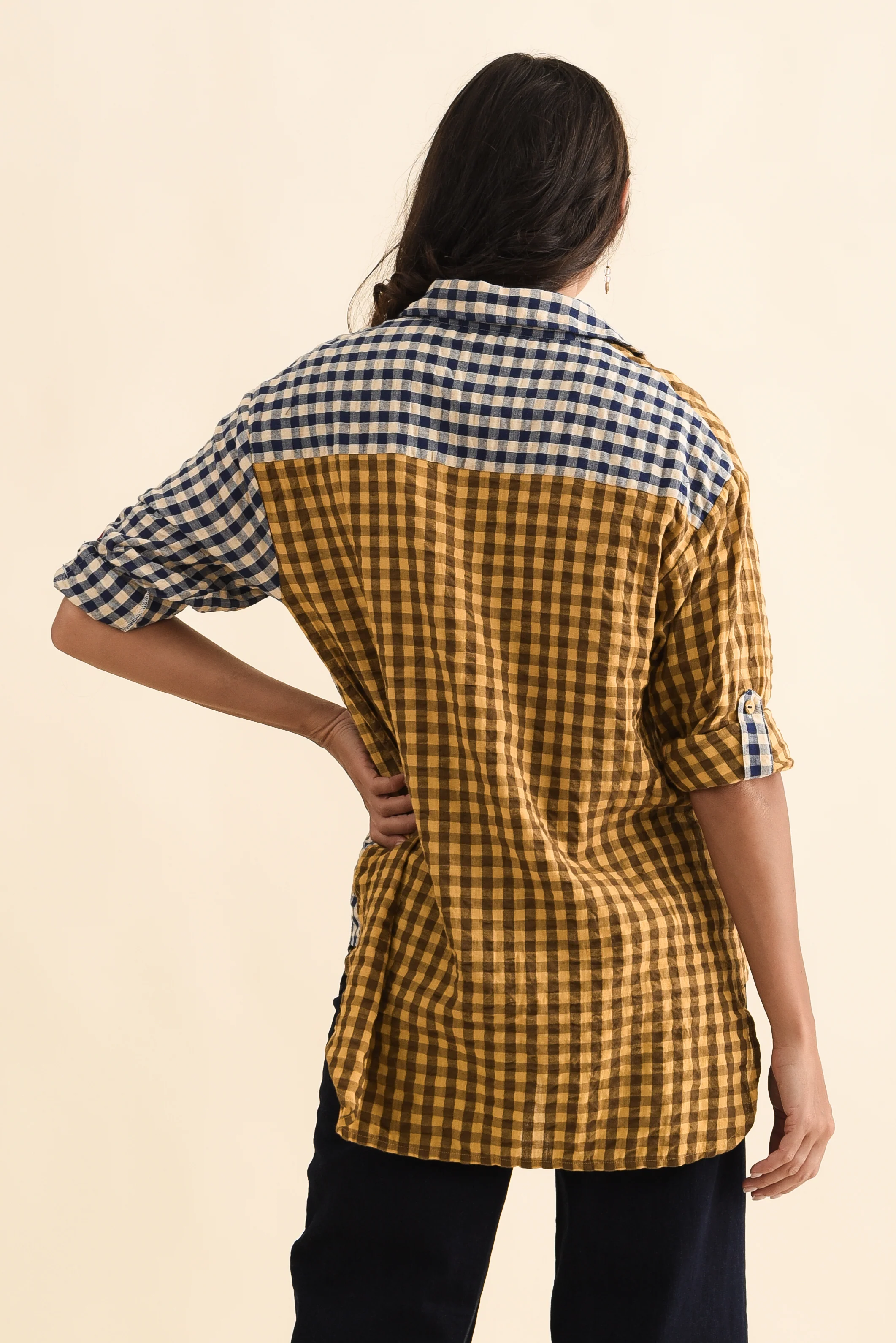 Gillie Navy Check Cotton Shirt - Image 5