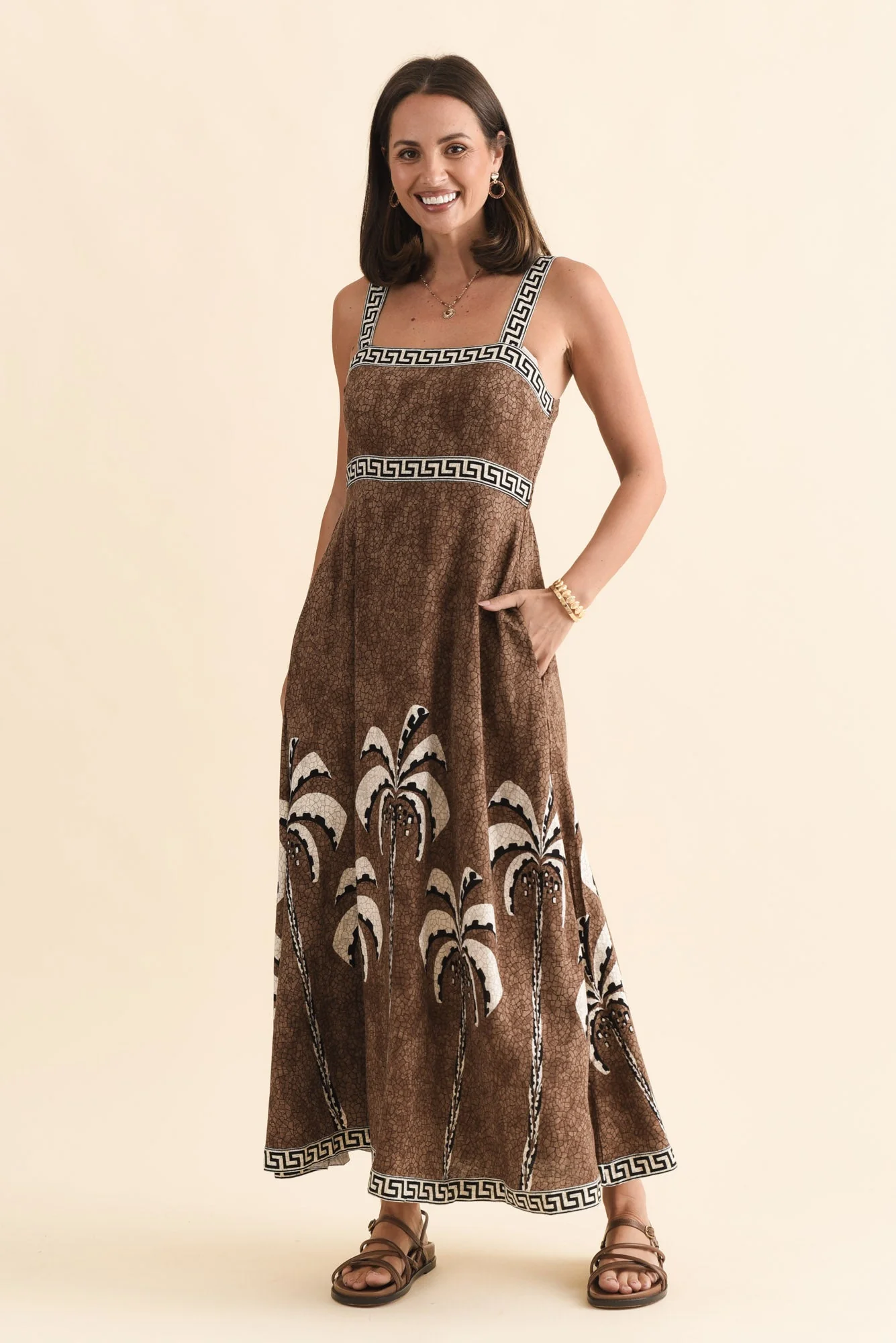 Giovanna Brown Tropical Maxi Dress - Image 2