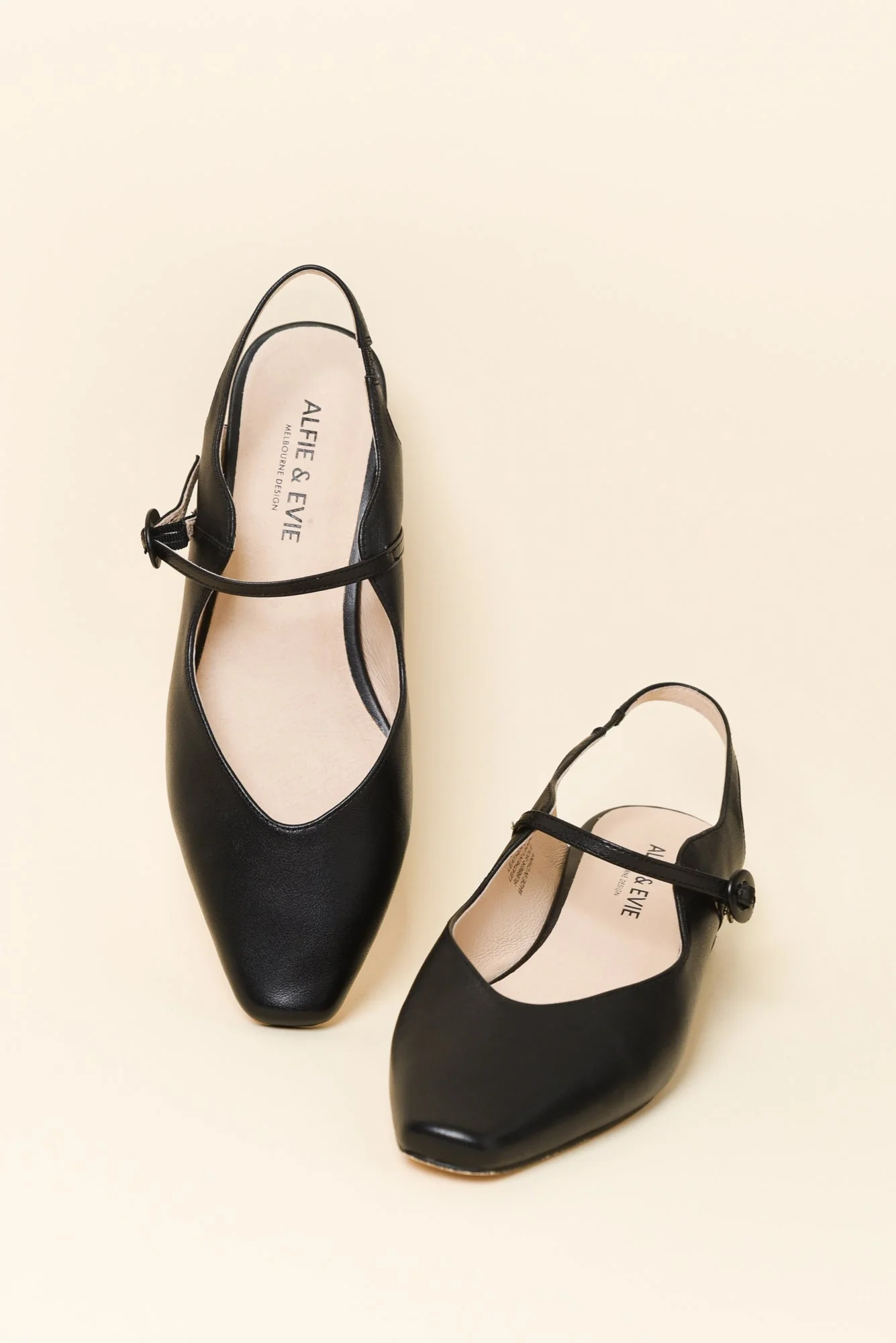Gleam Black Leather Slingback Shoe - Image 2