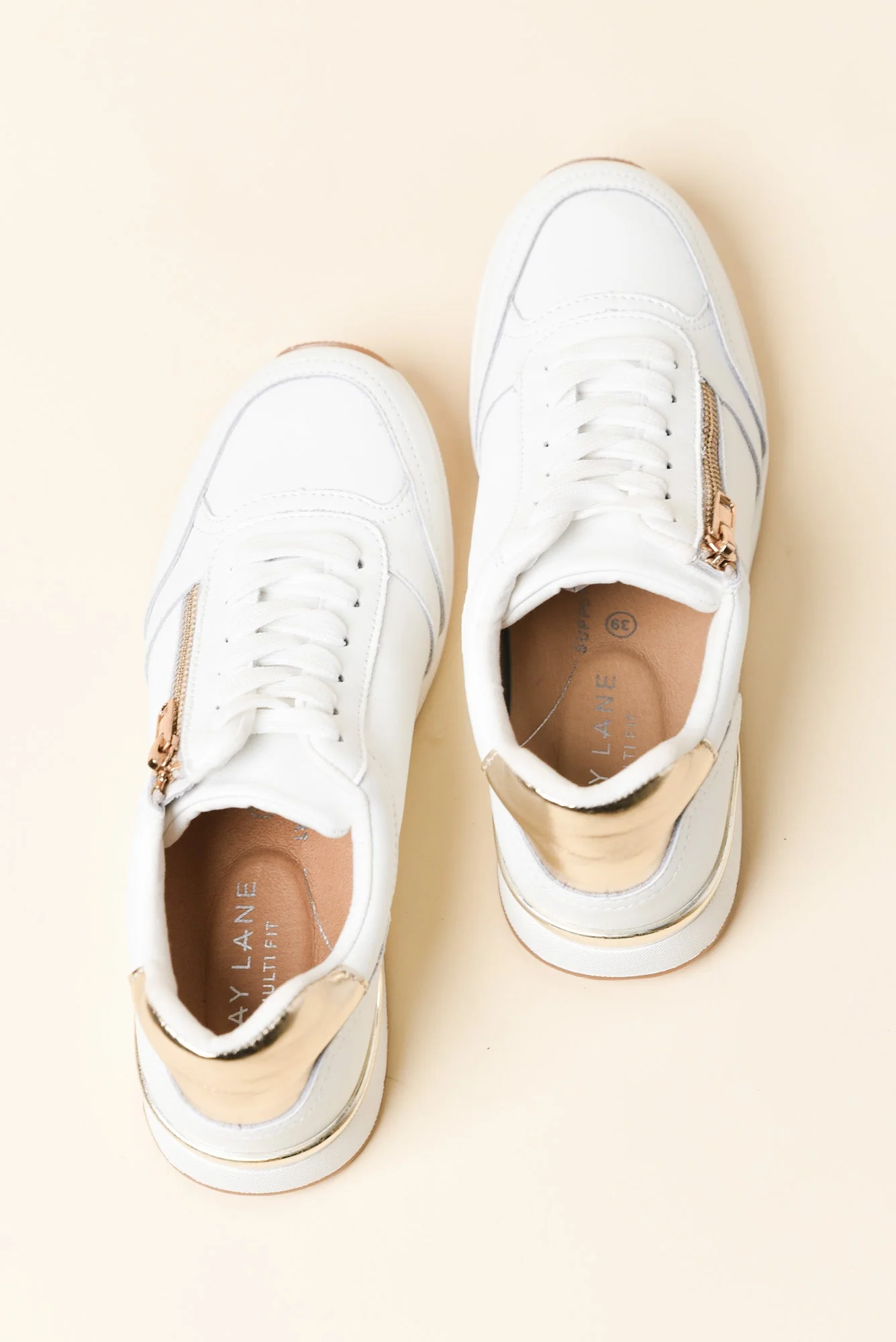 Glebe White Contrast Leather Zip Sneaker - Image 5
