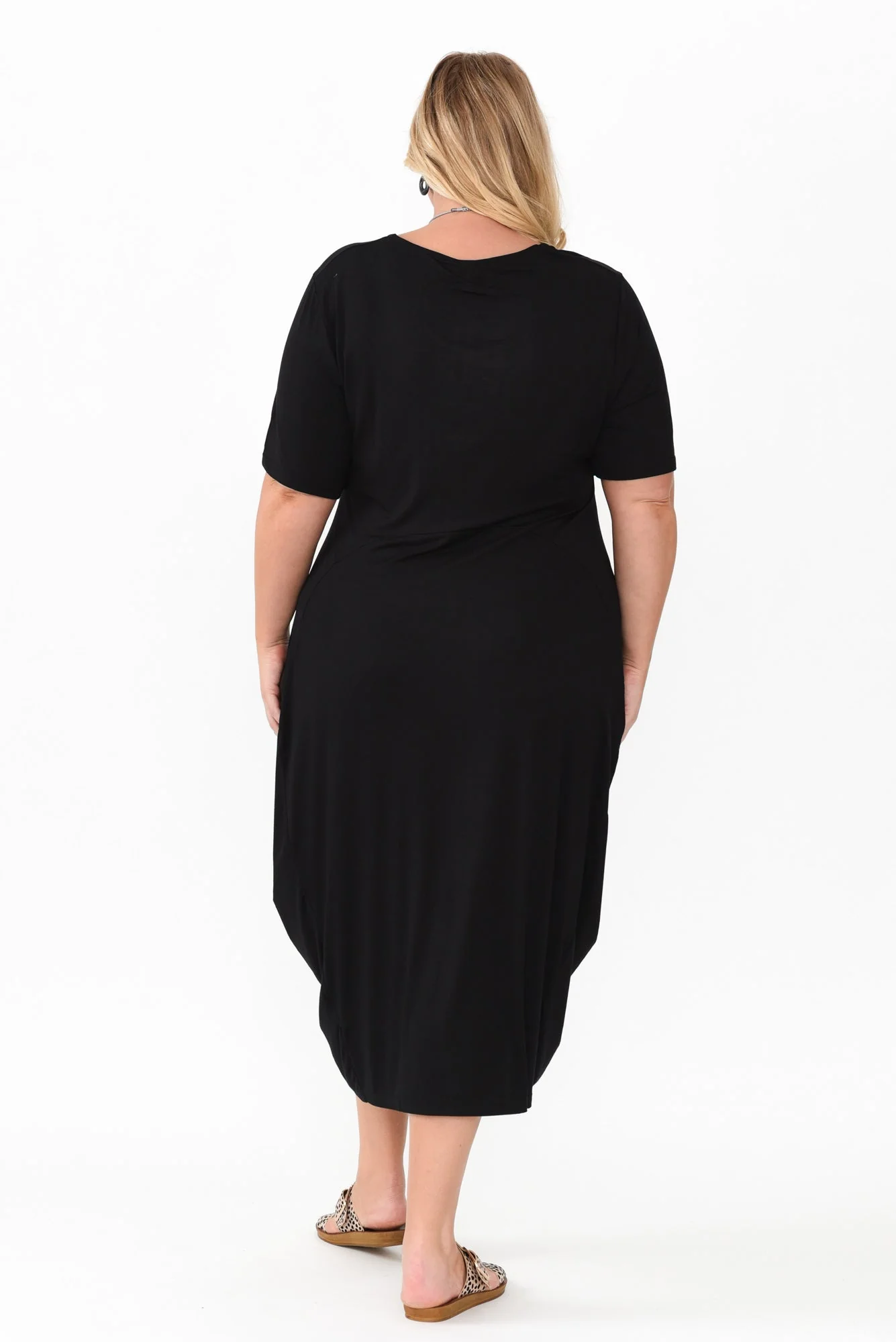Glenda Black Short Sleeve Crescent Dress - Image 11