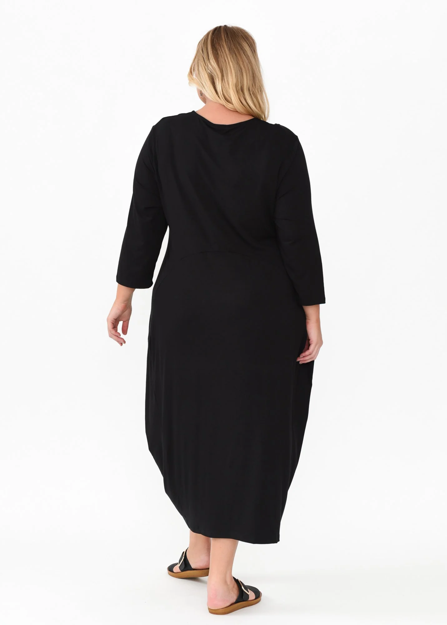 Glenda Black Sleeved Crescent Dress - Image 11