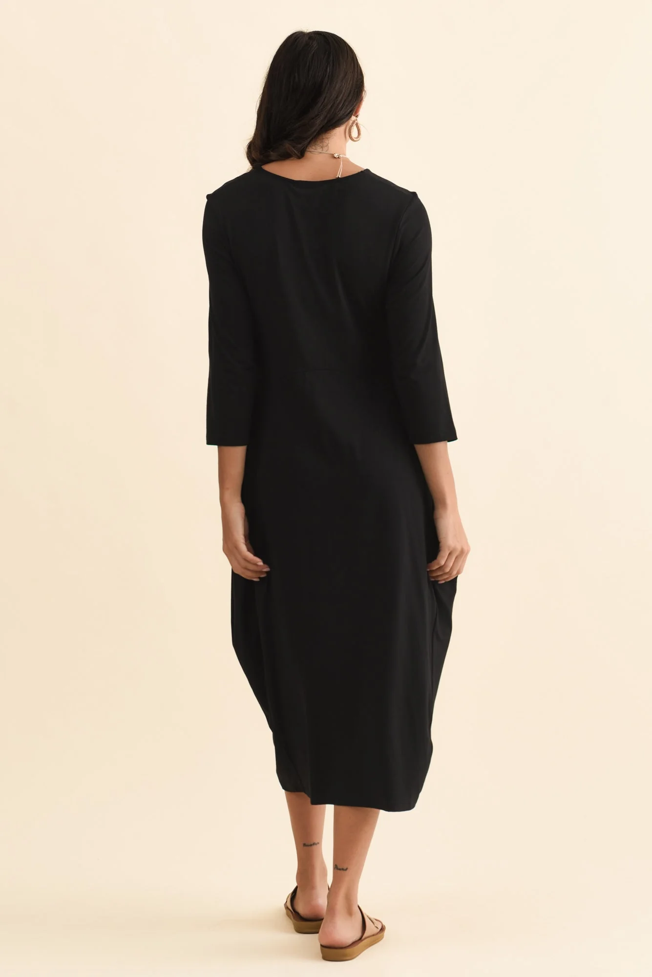 Glenda Black Sleeved Crescent Dress - Image 5