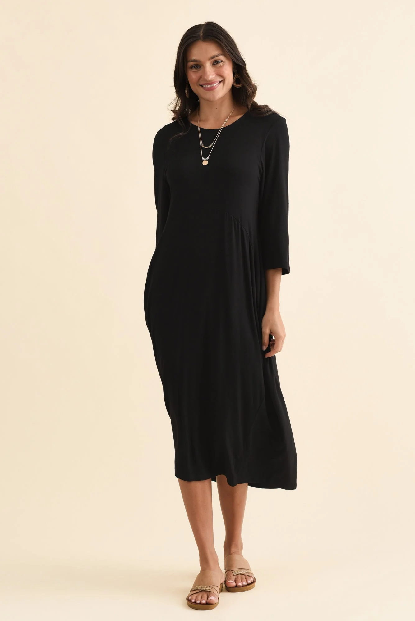 Glenda Black Sleeved Crescent Dress - Image 8