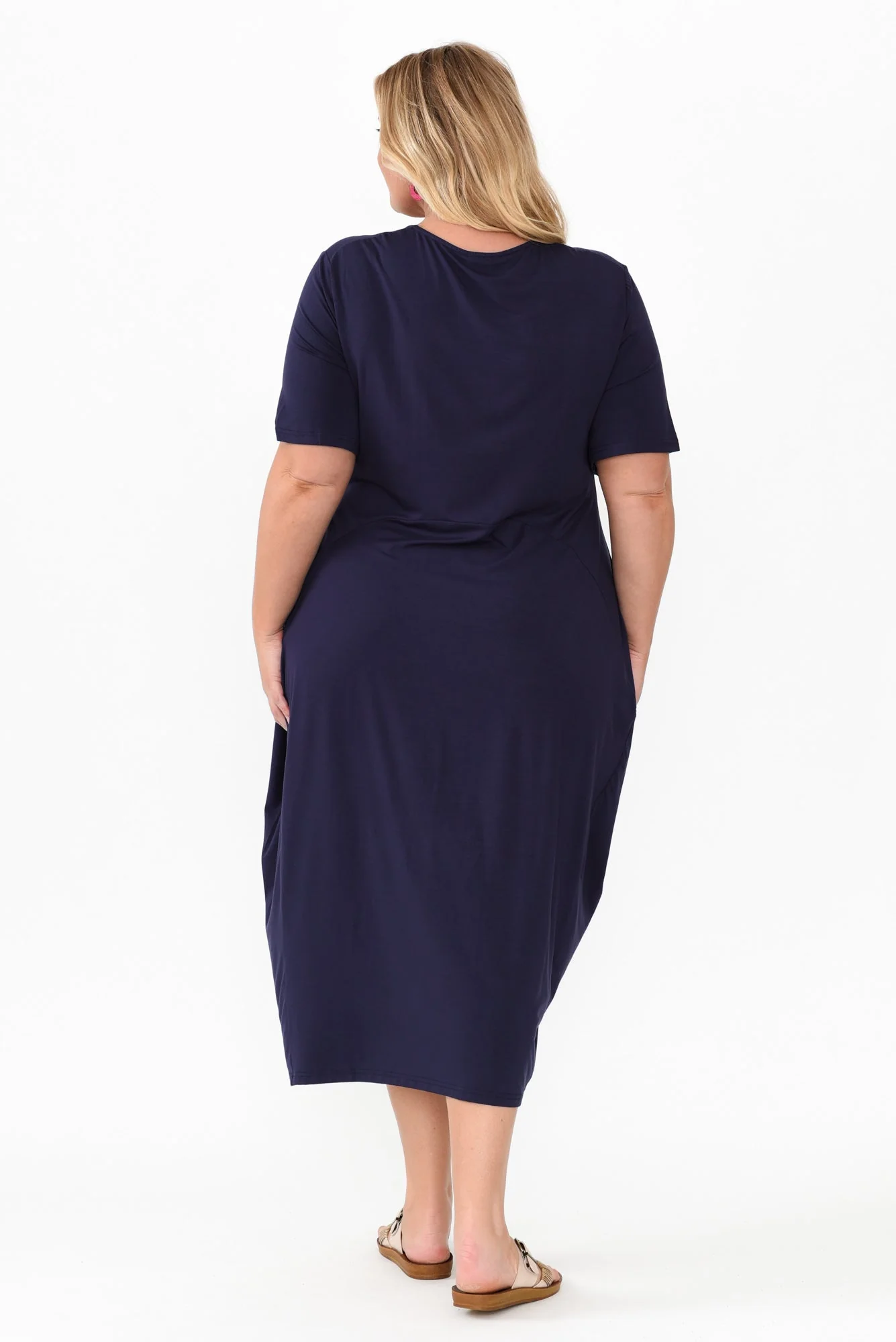 Glenda Navy Short Sleeve Crescent Dress - Image 10