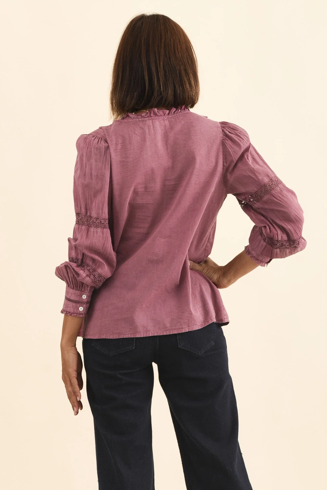 Gloria Dark Pink Embroidered Cotton Top - Image 4