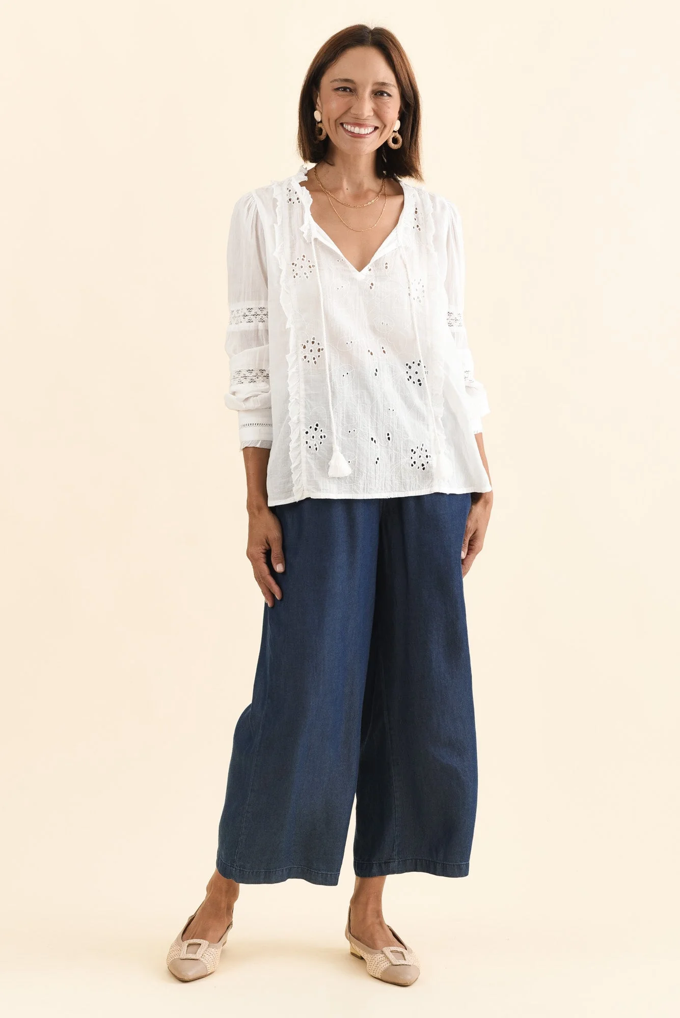 Gloria White Embroidered Cotton Top - Image 2