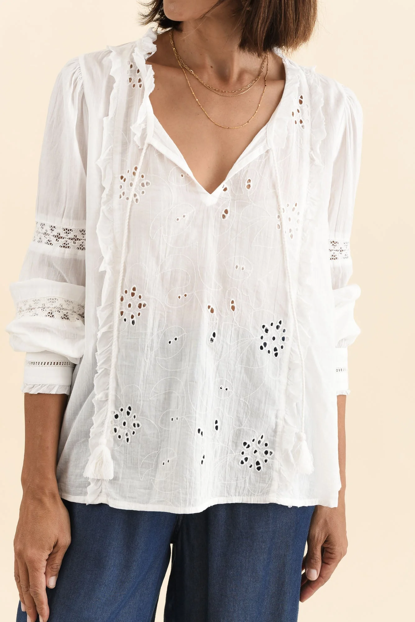Gloria White Embroidered Cotton Top - Image 5