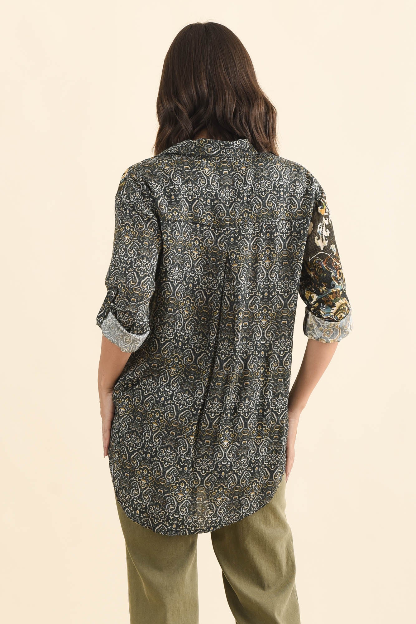 Goda Forest Green Motif Button Shirt - Image 5