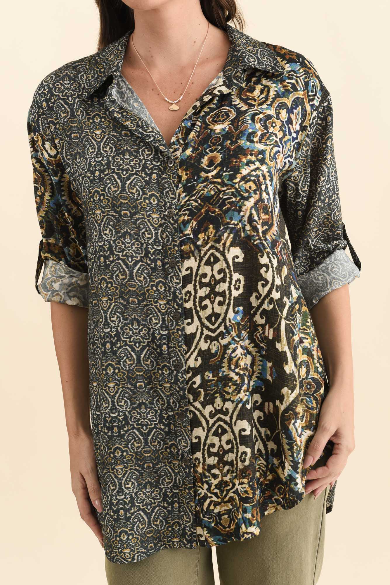 Goda Forest Green Motif Button Shirt - Image 6