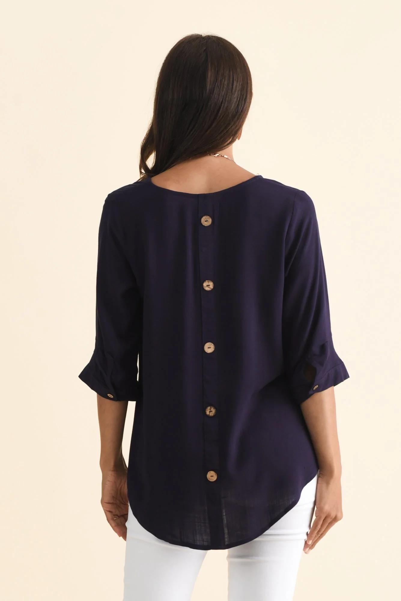 Gomez Dark Navy Button Top - Image 4