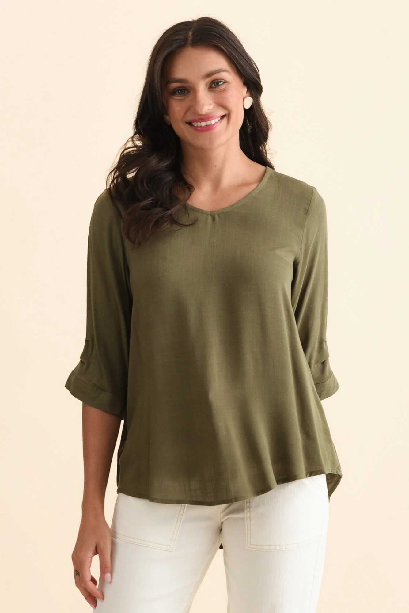 Gomez Khaki Button Top - Image 2