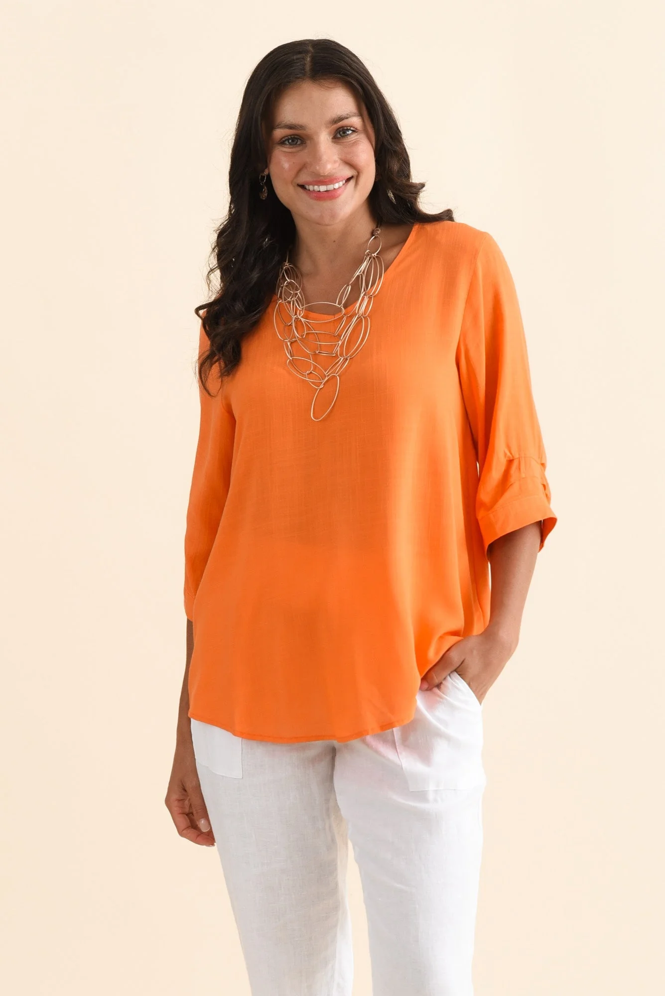 Gomez Orange Button Top - Image 2