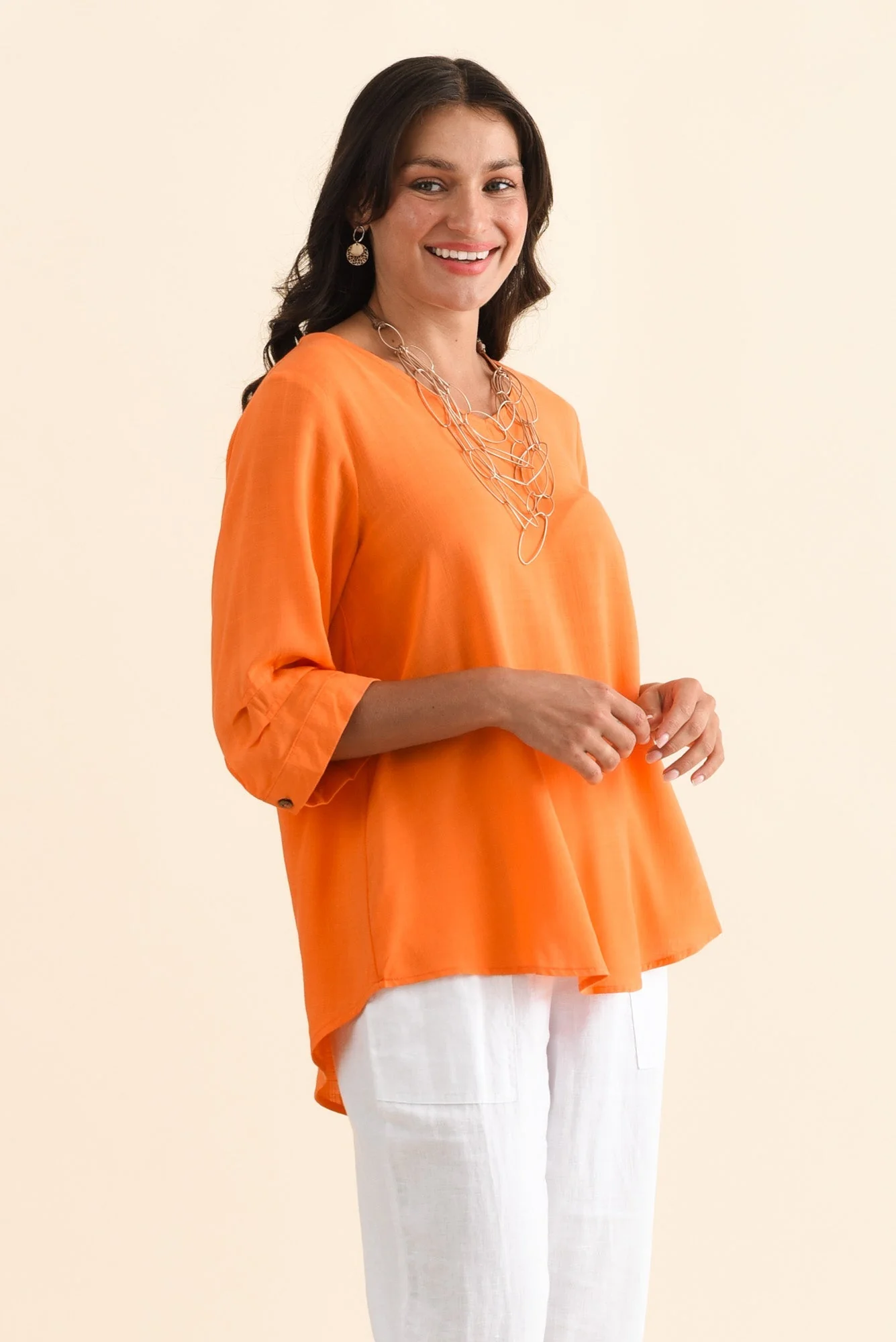 Gomez Orange Button Top - Image 4