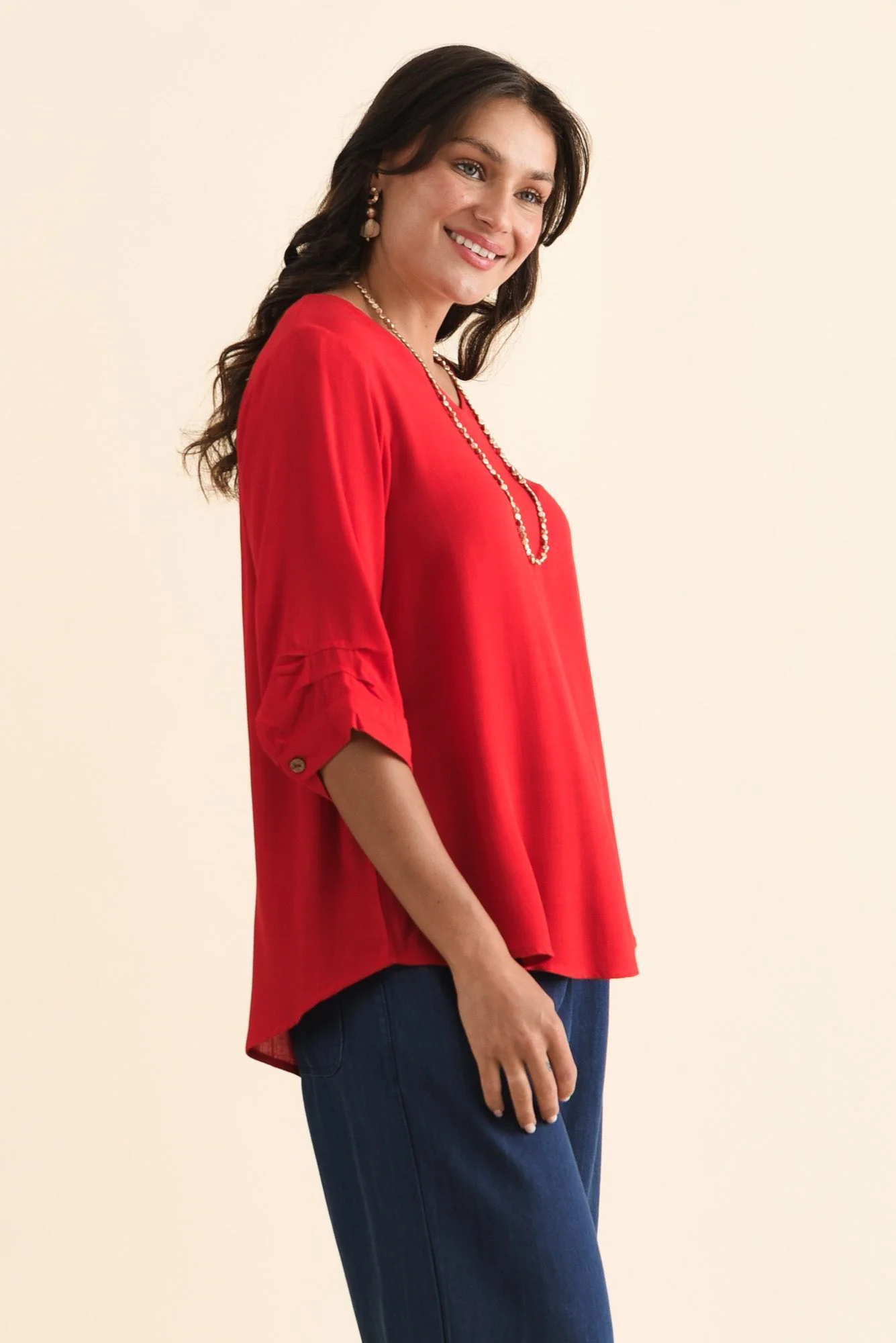 Gomez Red Button Top - Image 3