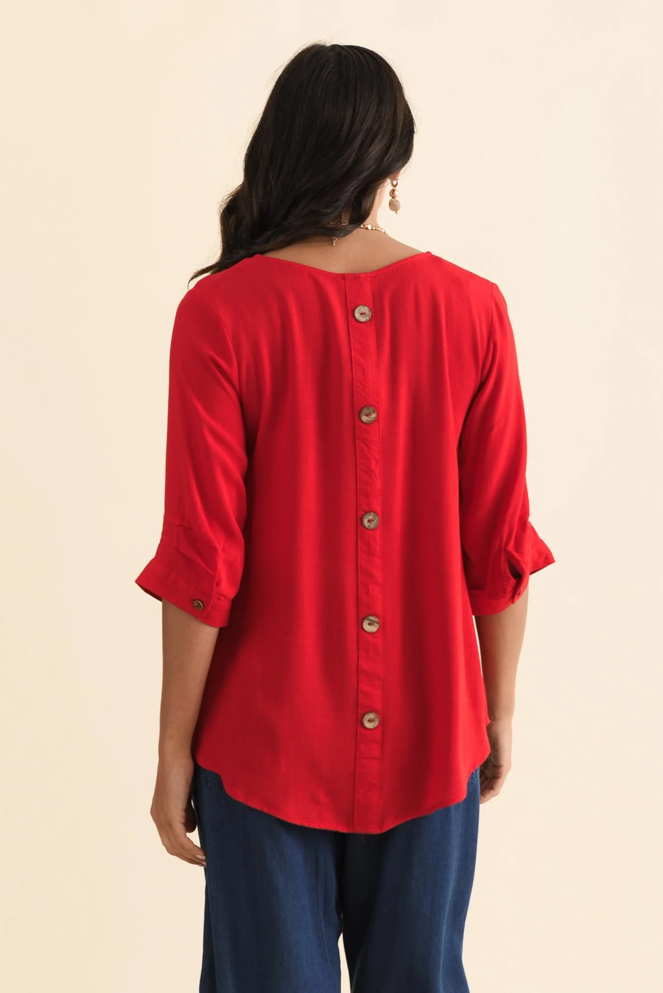 Gomez Red Button Top - Image 4