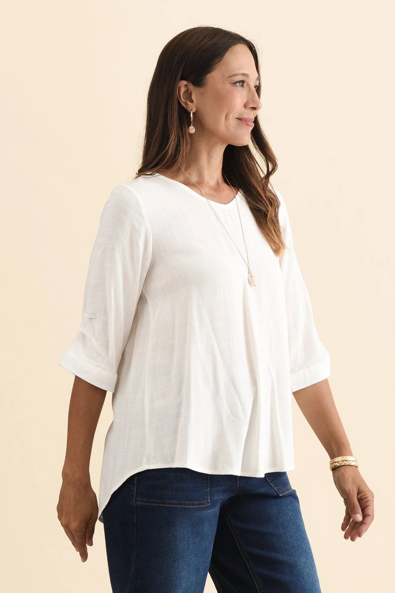 Gomez White Button Top - Image 4