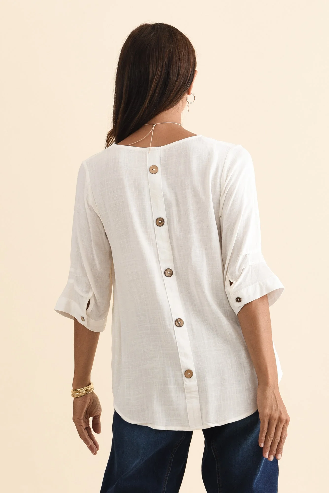 Gomez White Button Top - Image 5
