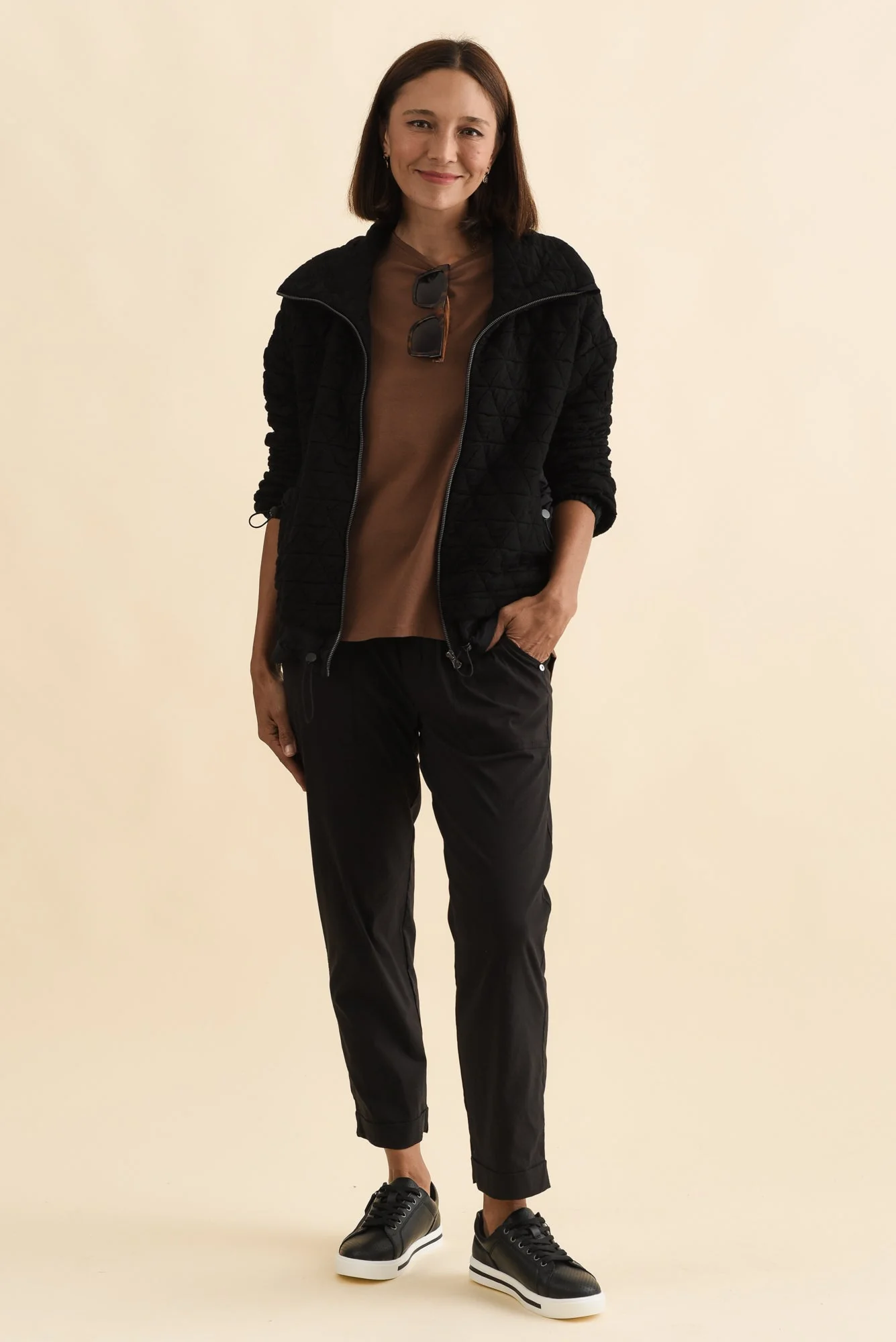 Grace Black Bamboo Quilted Jacket - Image 2