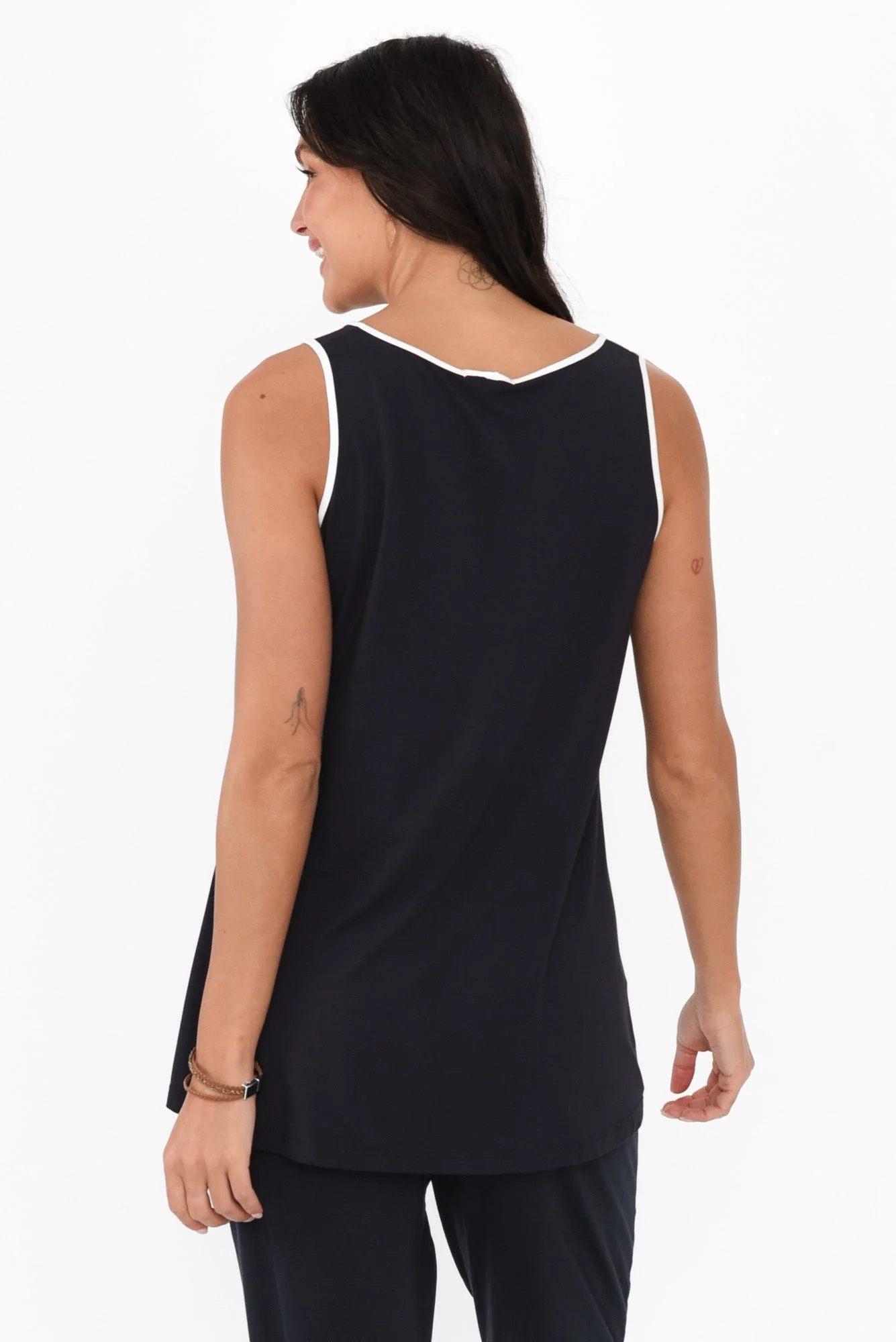 Gracie Navy Contrast Micro Modal Tank - Image 5