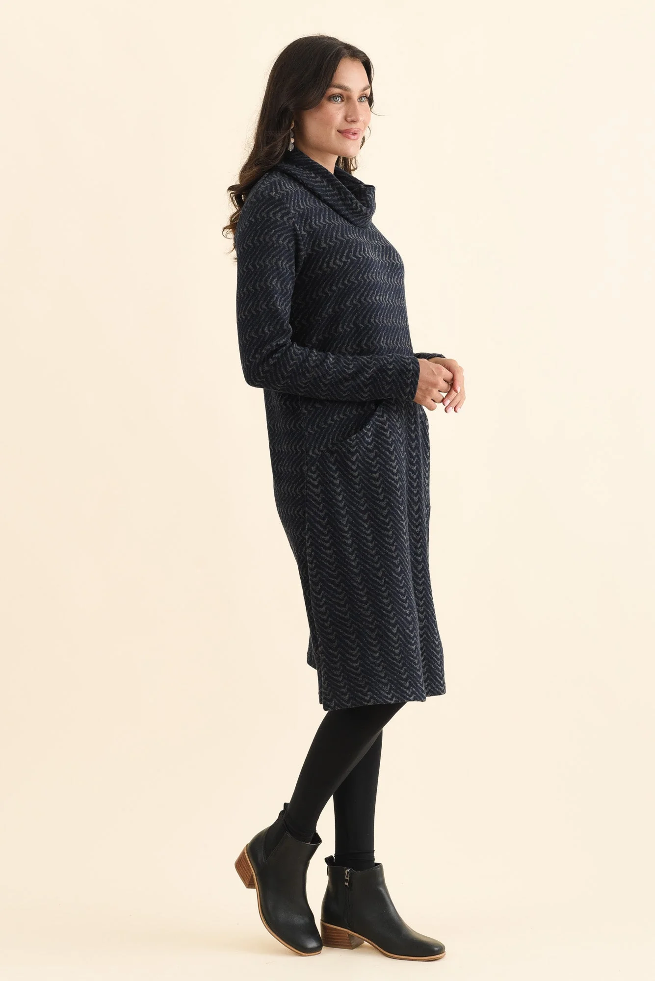 Grenadine Navy Cotton Knit Dress - Image 3