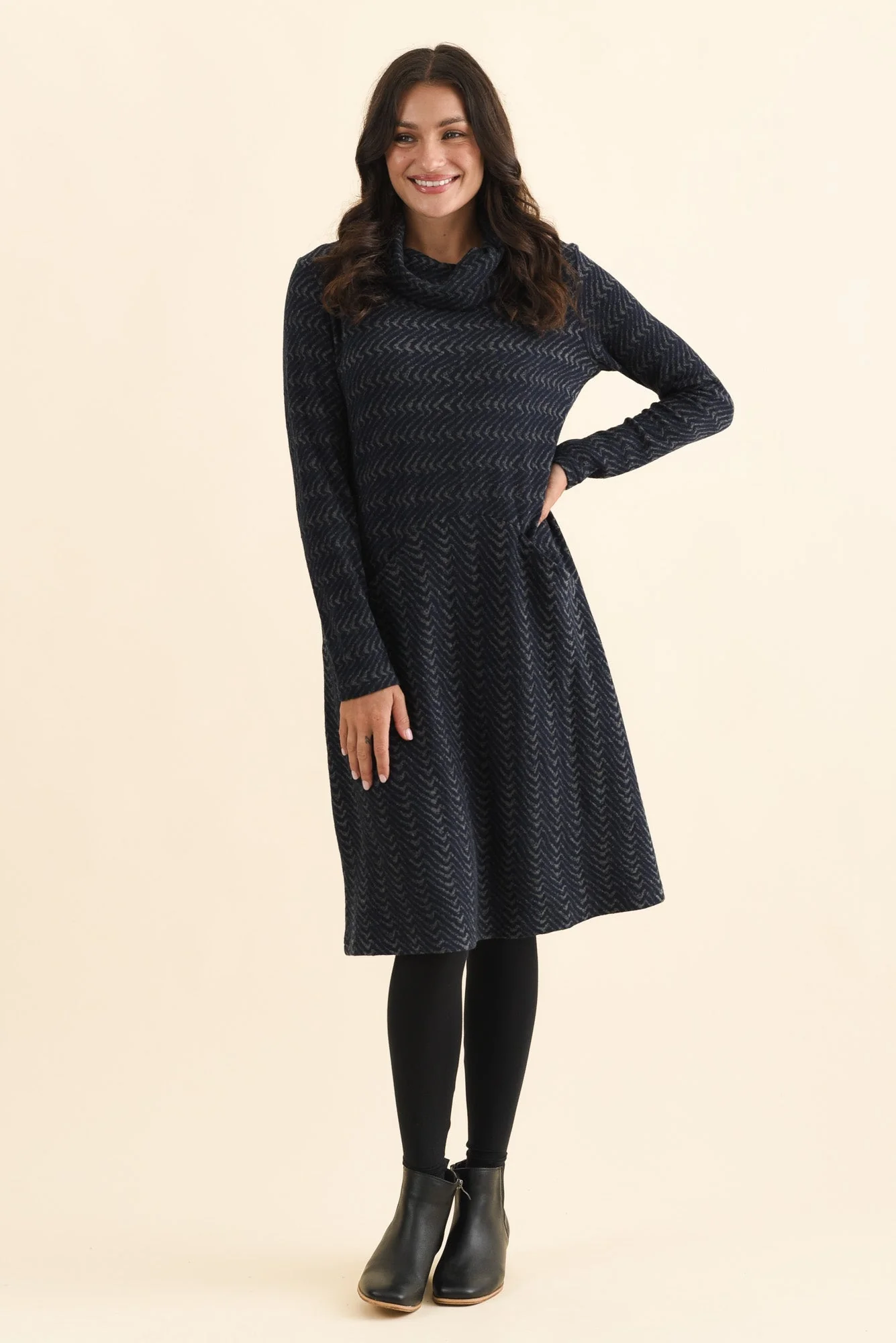 Grenadine Navy Cotton Knit Dress - Image 6