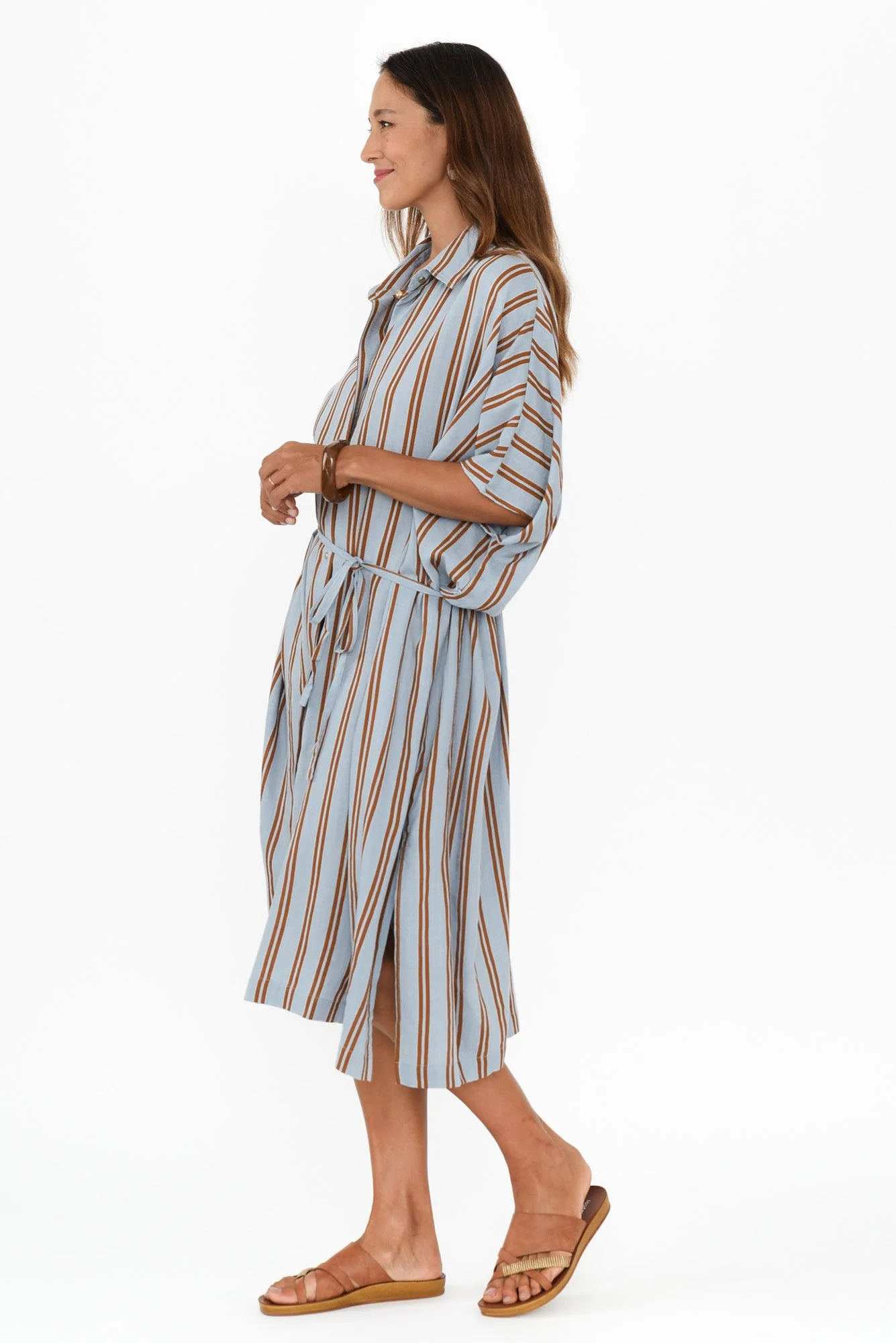 Grounded Blue Stripe Tie Dress - Image 3