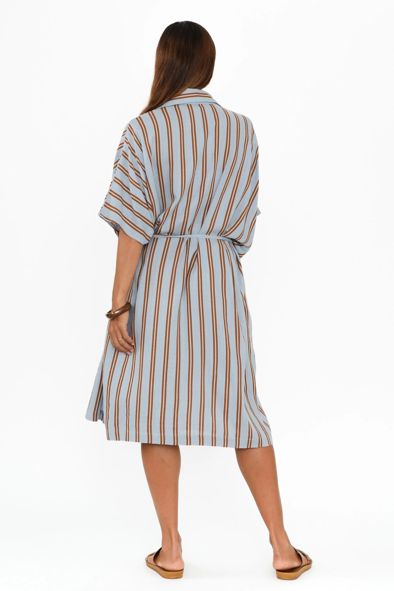 Grounded Blue Stripe Tie Dress - Image 4