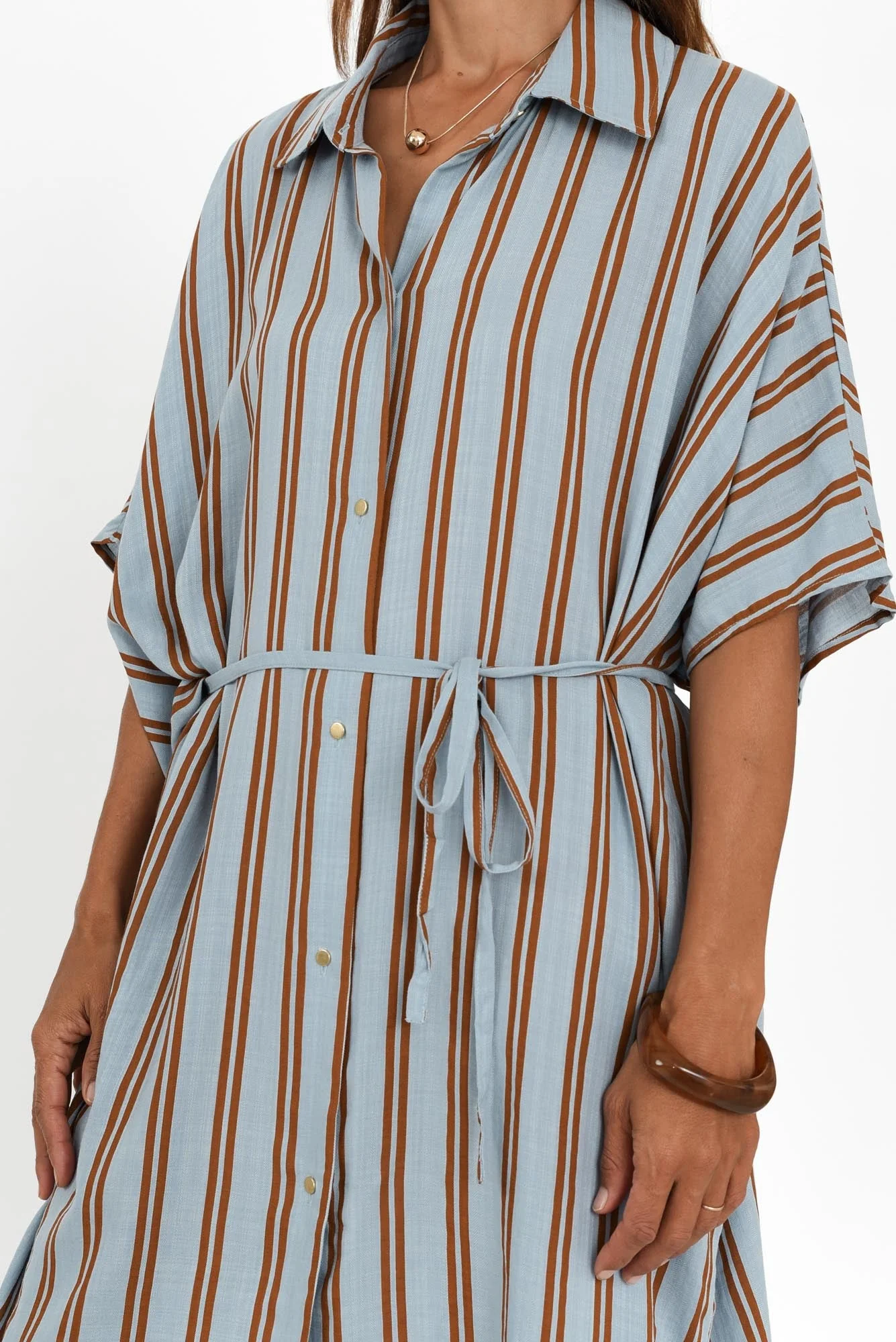 Grounded Blue Stripe Tie Dress - Image 5