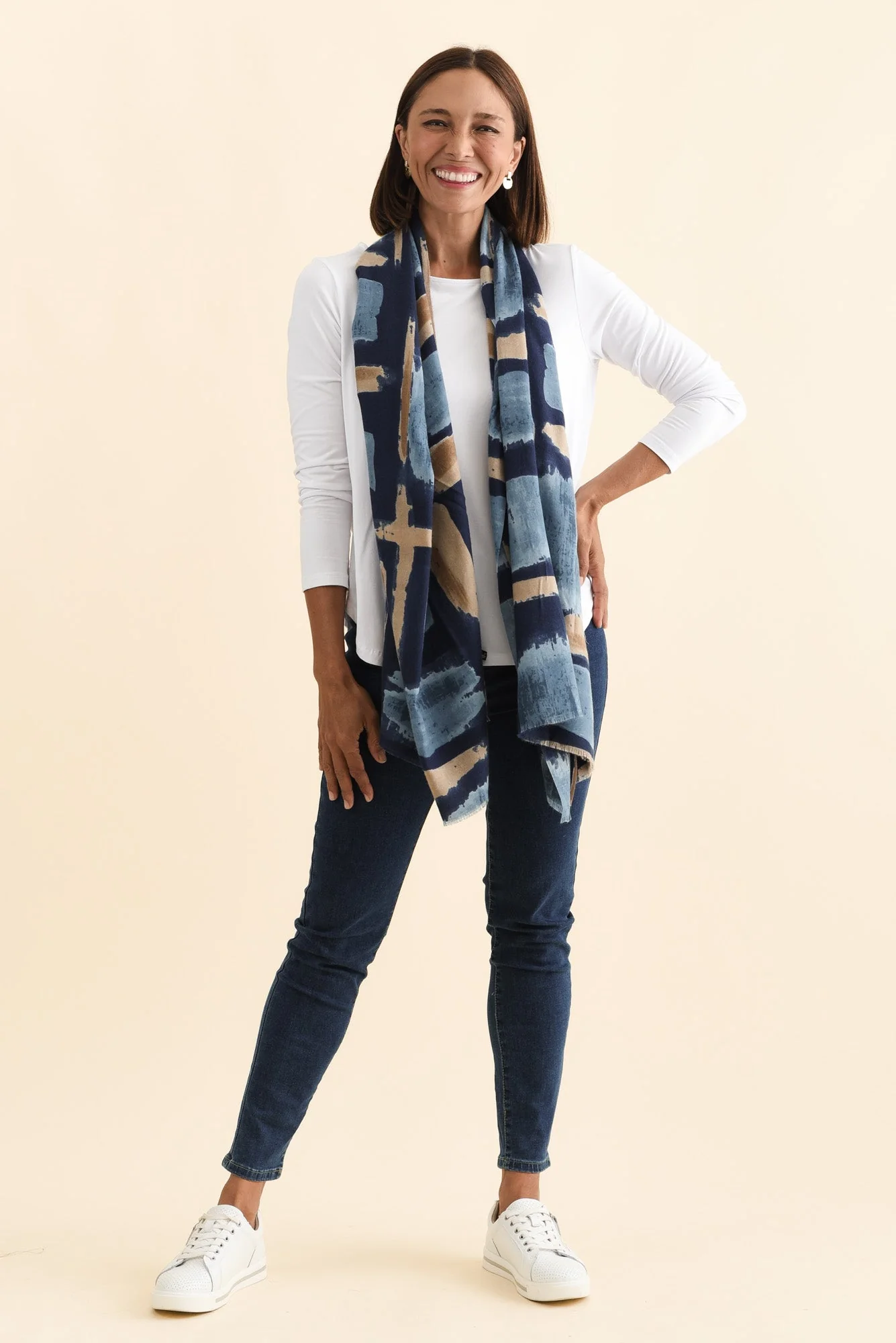 Gutha Blue Abstract Scarf - Image 2