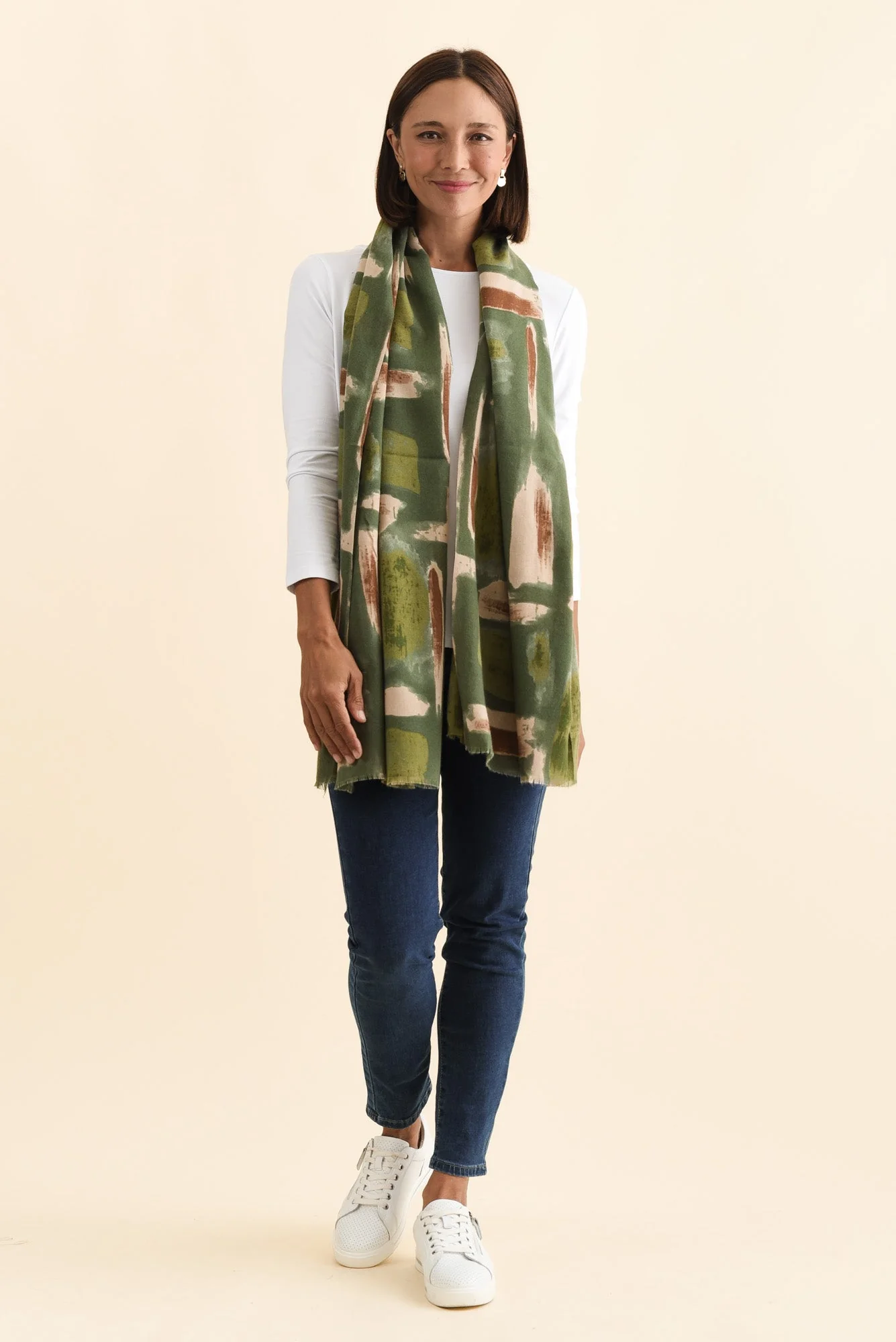 Gutha Green Abstract Scarf - Image 2