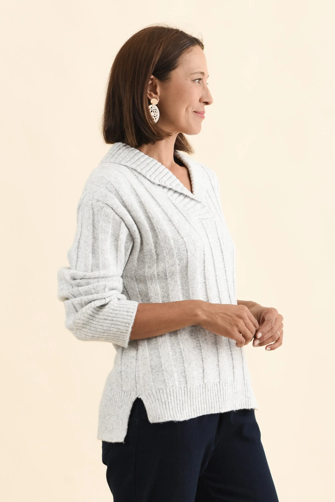 Guy Grey Collared Knit Sweater - Image 3