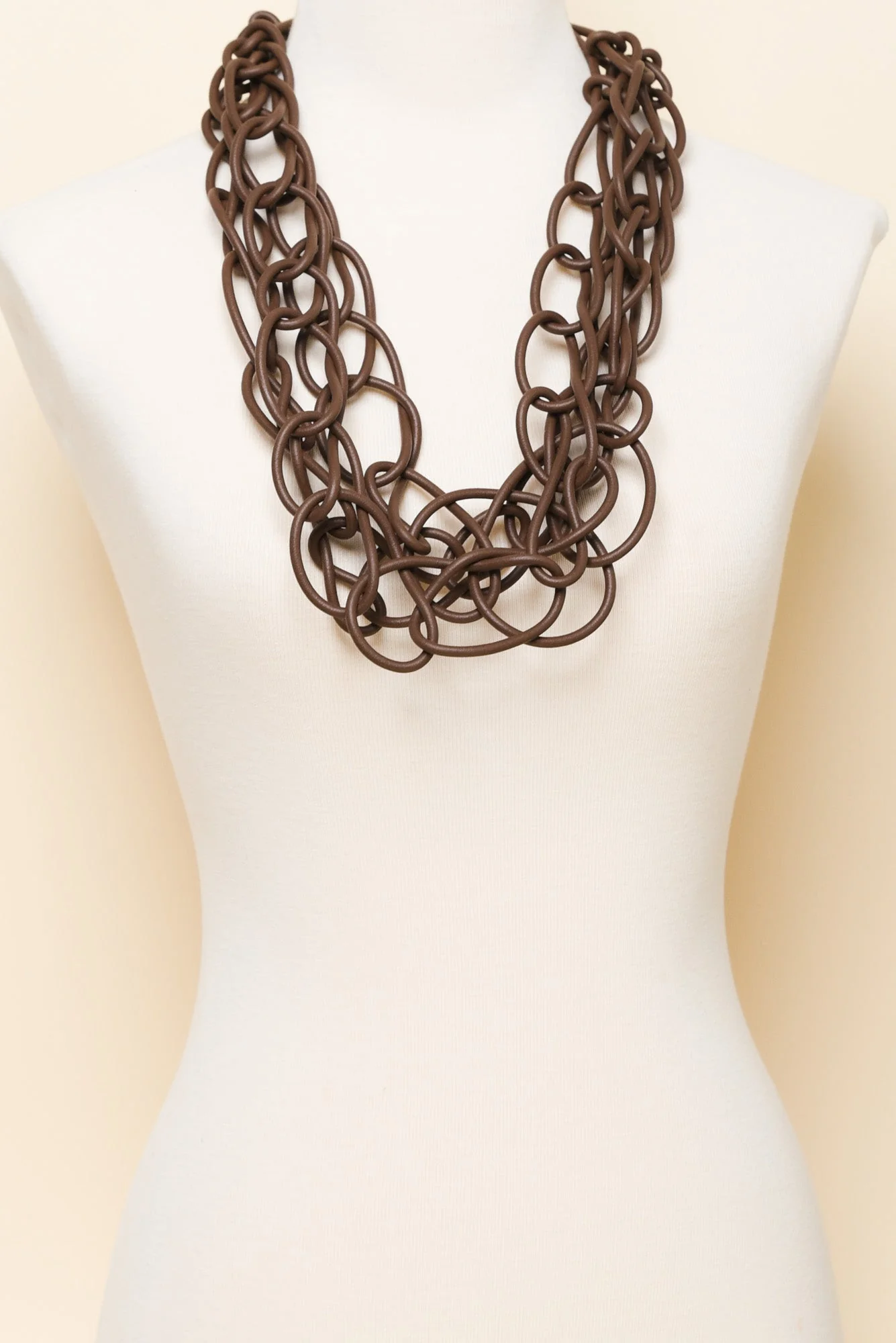 Haisley Brown Rubber Link Necklace - Image 2