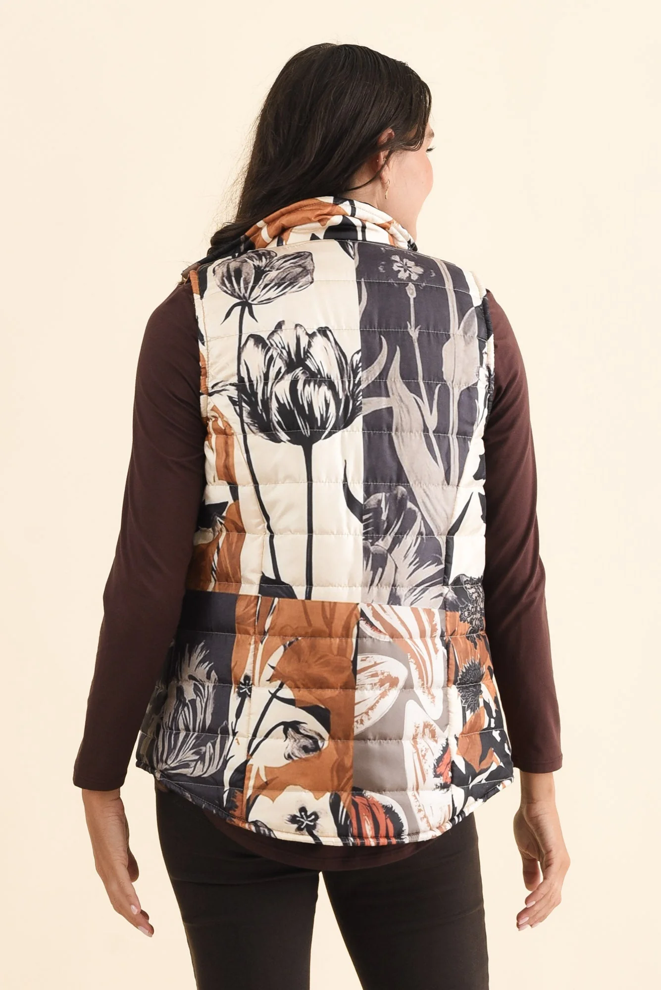 Hallen Orange Floral Puffer Vest - Image 4