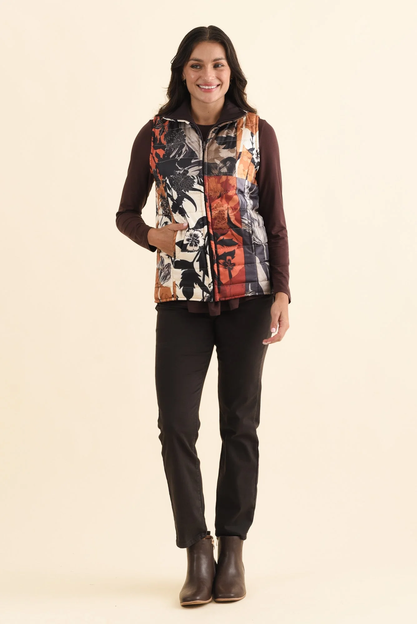 Hallen Orange Floral Puffer Vest - Image 6