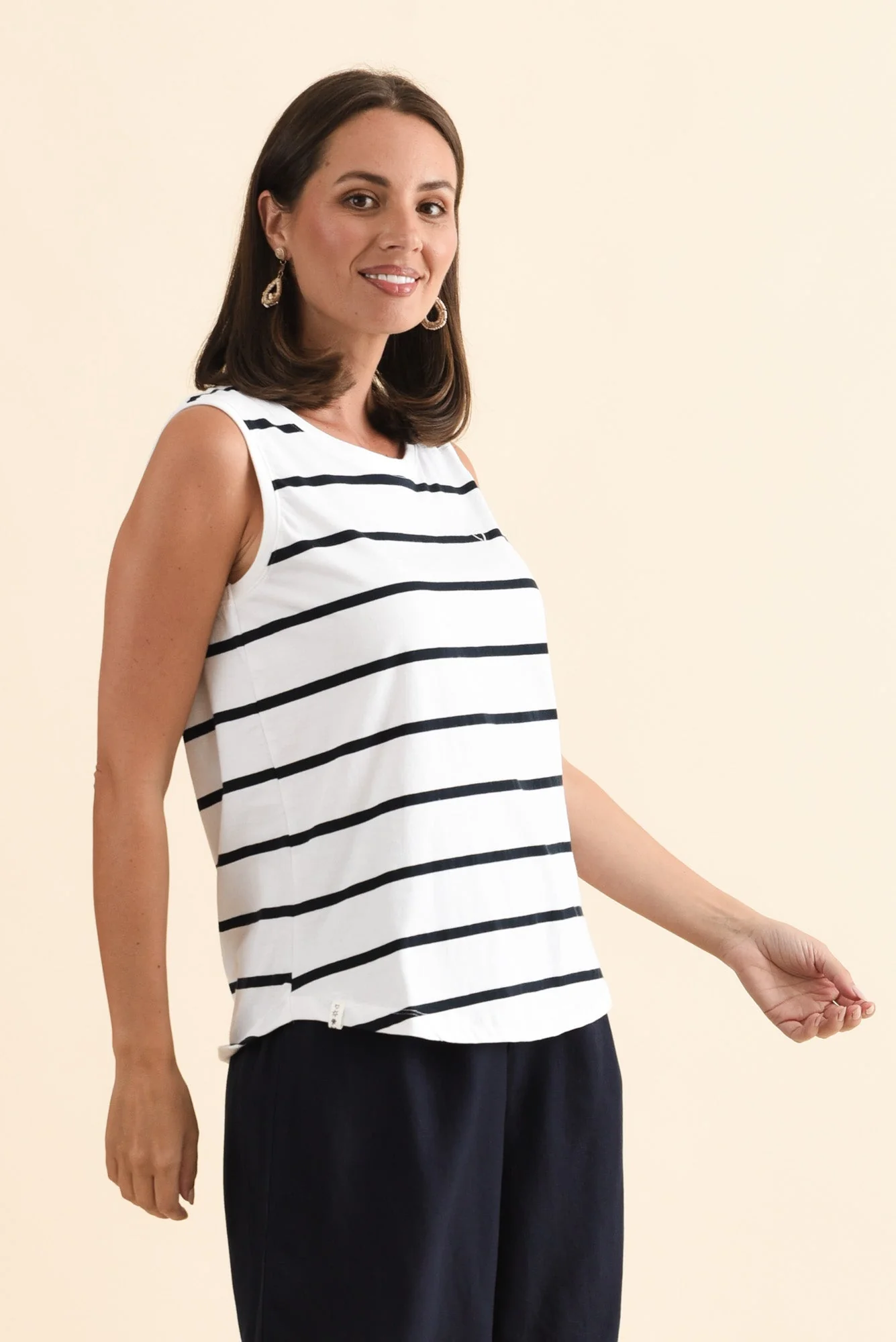 Halli Navy Stripe Cotton Tank - Image 3