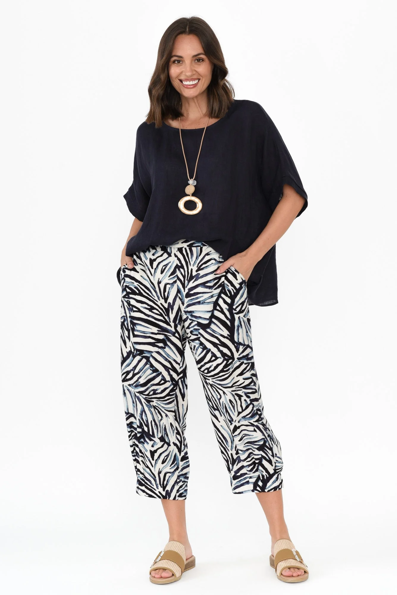 Hallie Blue Palm Pocket Pants - Image 2