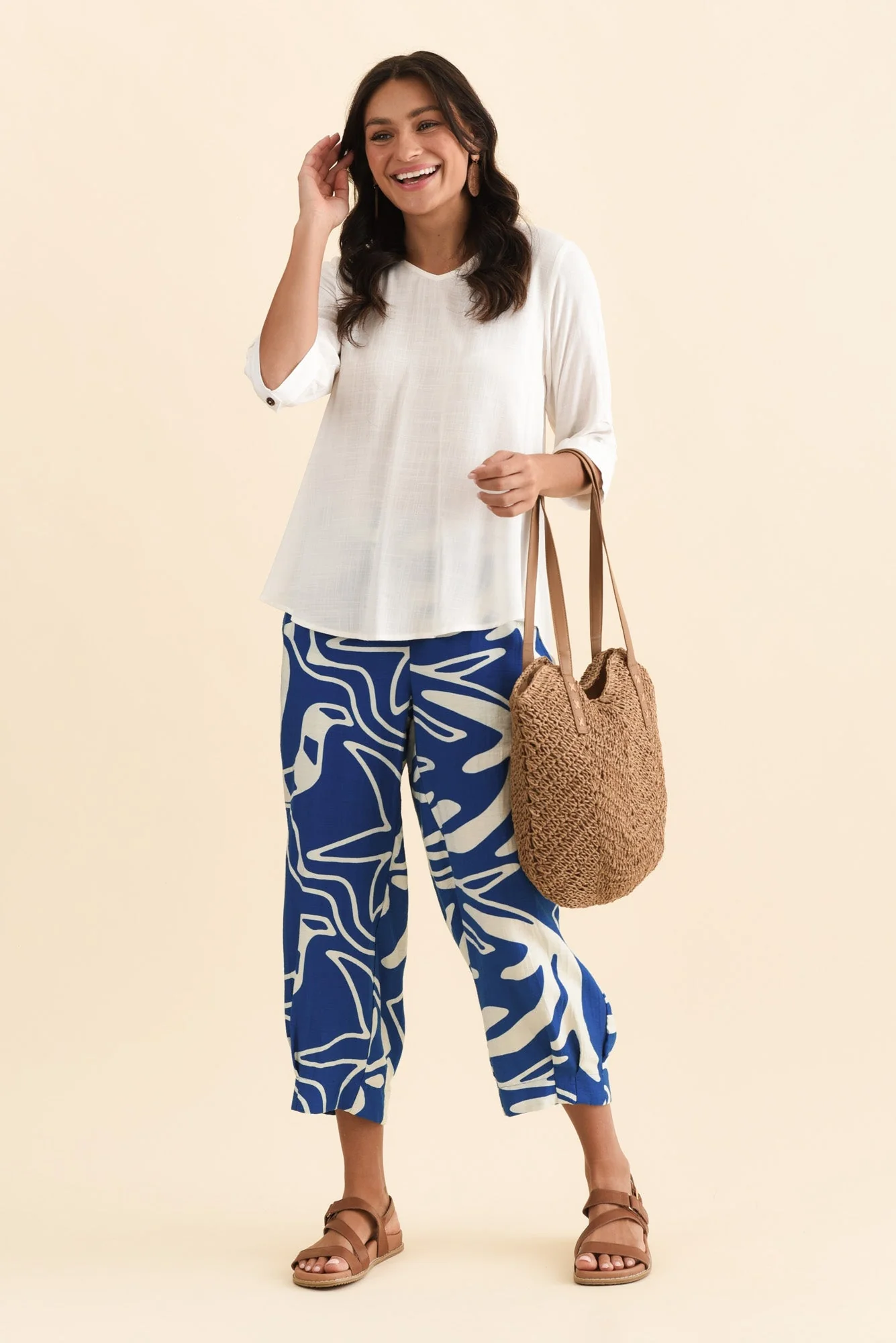 Hallie Cobalt Palm Pocket Pants - Image 2