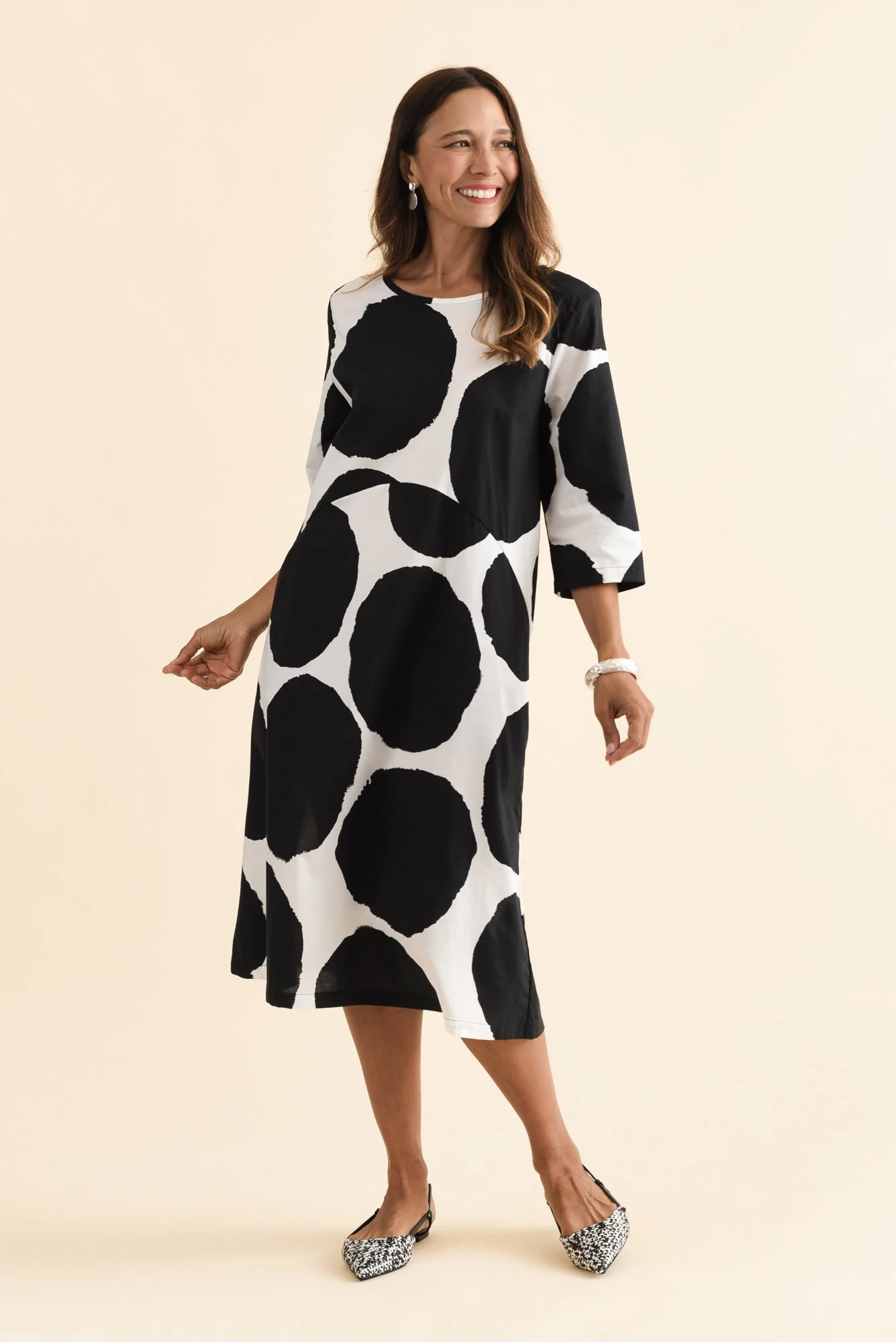 Hannah Black Spot Cotton Dress - Image 2