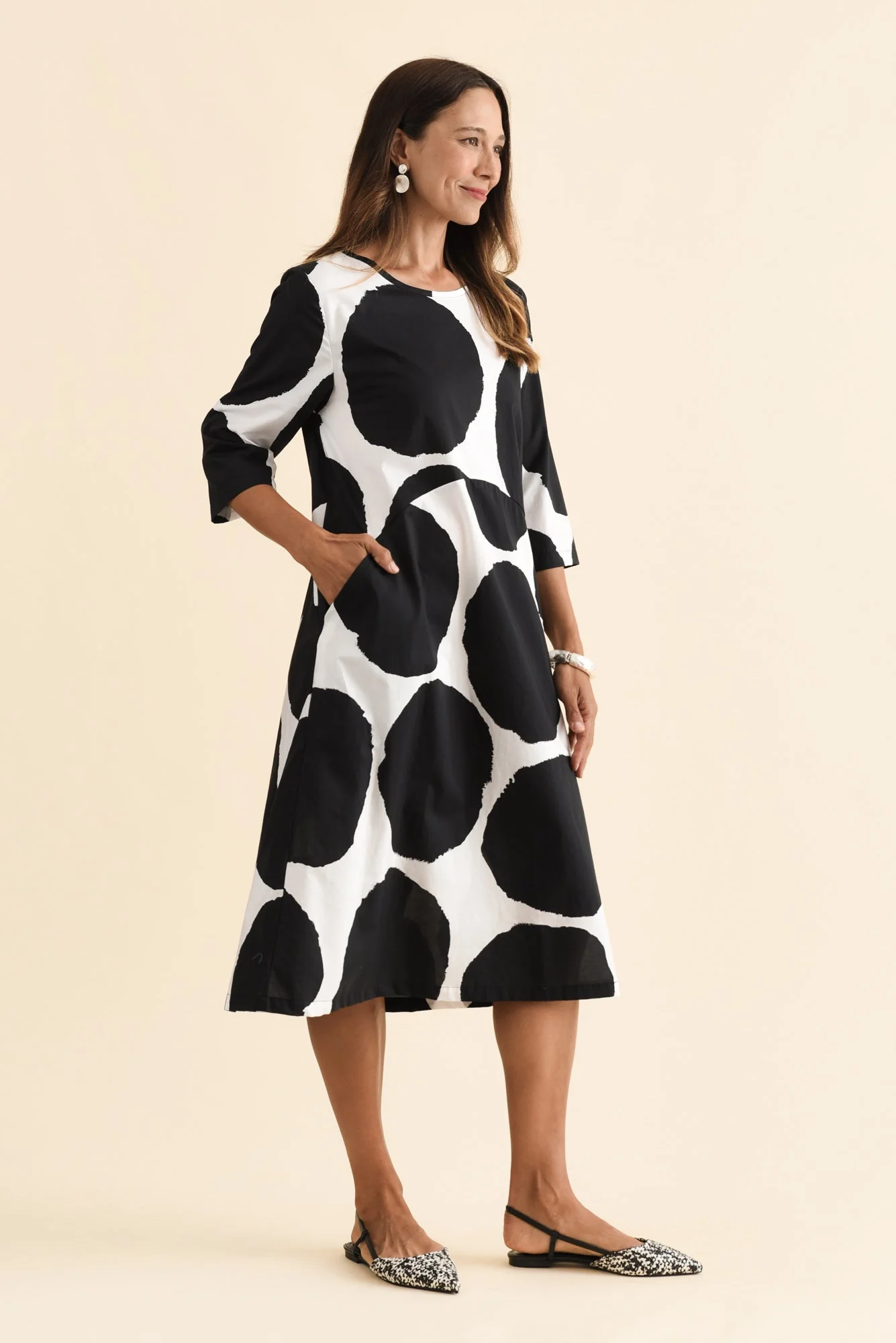 Hannah Black Spot Cotton Dress - Image 3