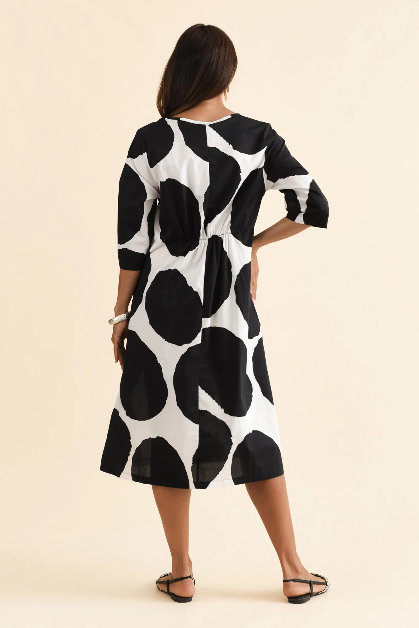 Hannah Black Spot Cotton Dress - Image 4