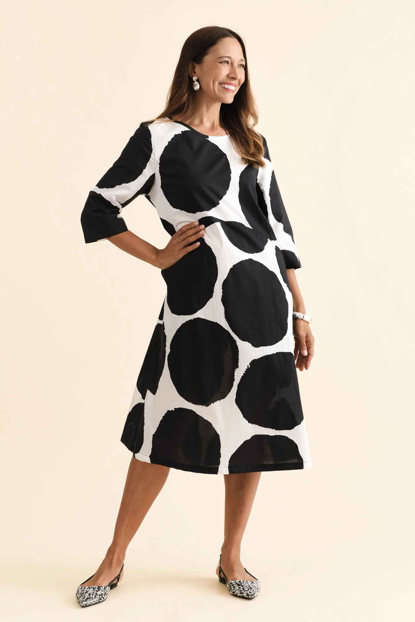 Hannah Black Spot Cotton Dress - Image 6