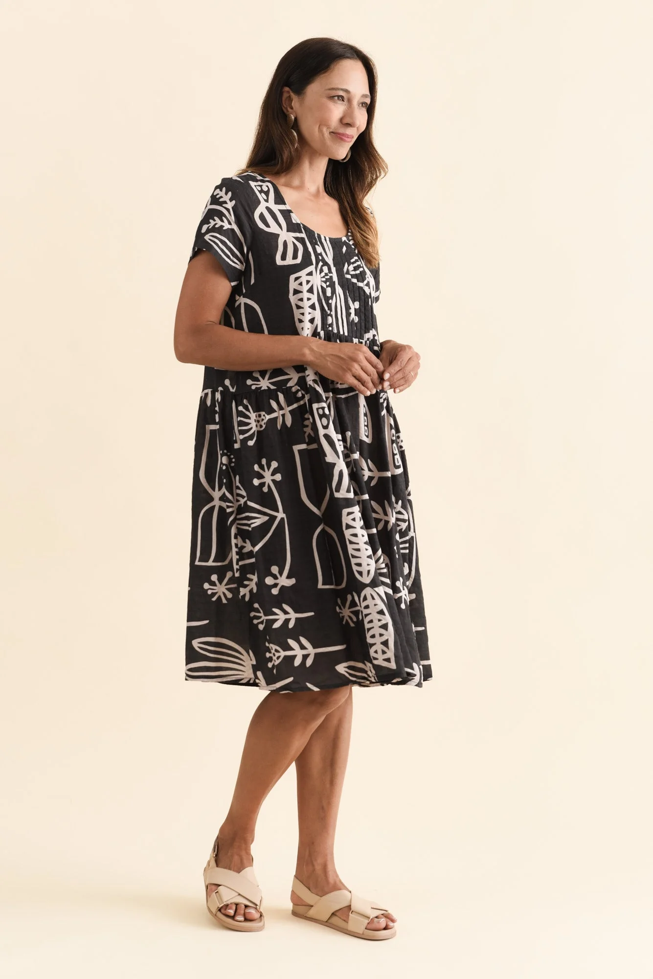 Hanoi Black Garden Cotton Blend Dress - Image 3