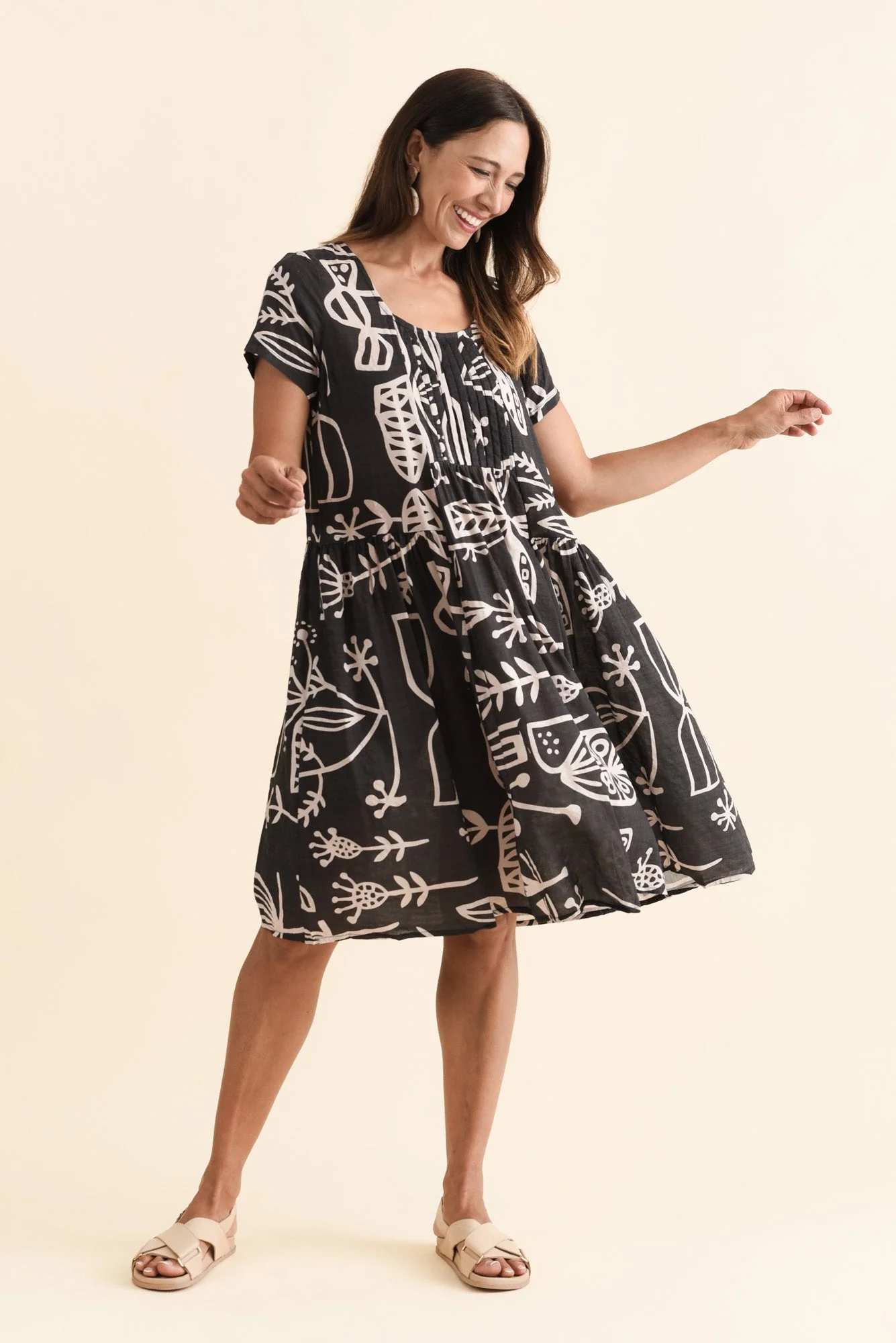 Hanoi Black Garden Cotton Blend Dress - Image 6