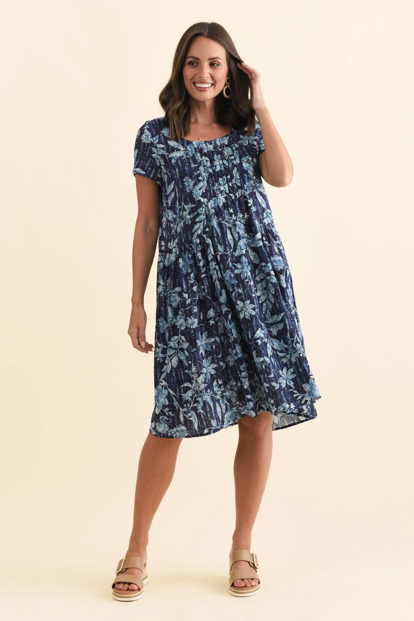 Hanoi Blue Floral Cotton Blend Dress - Image 2