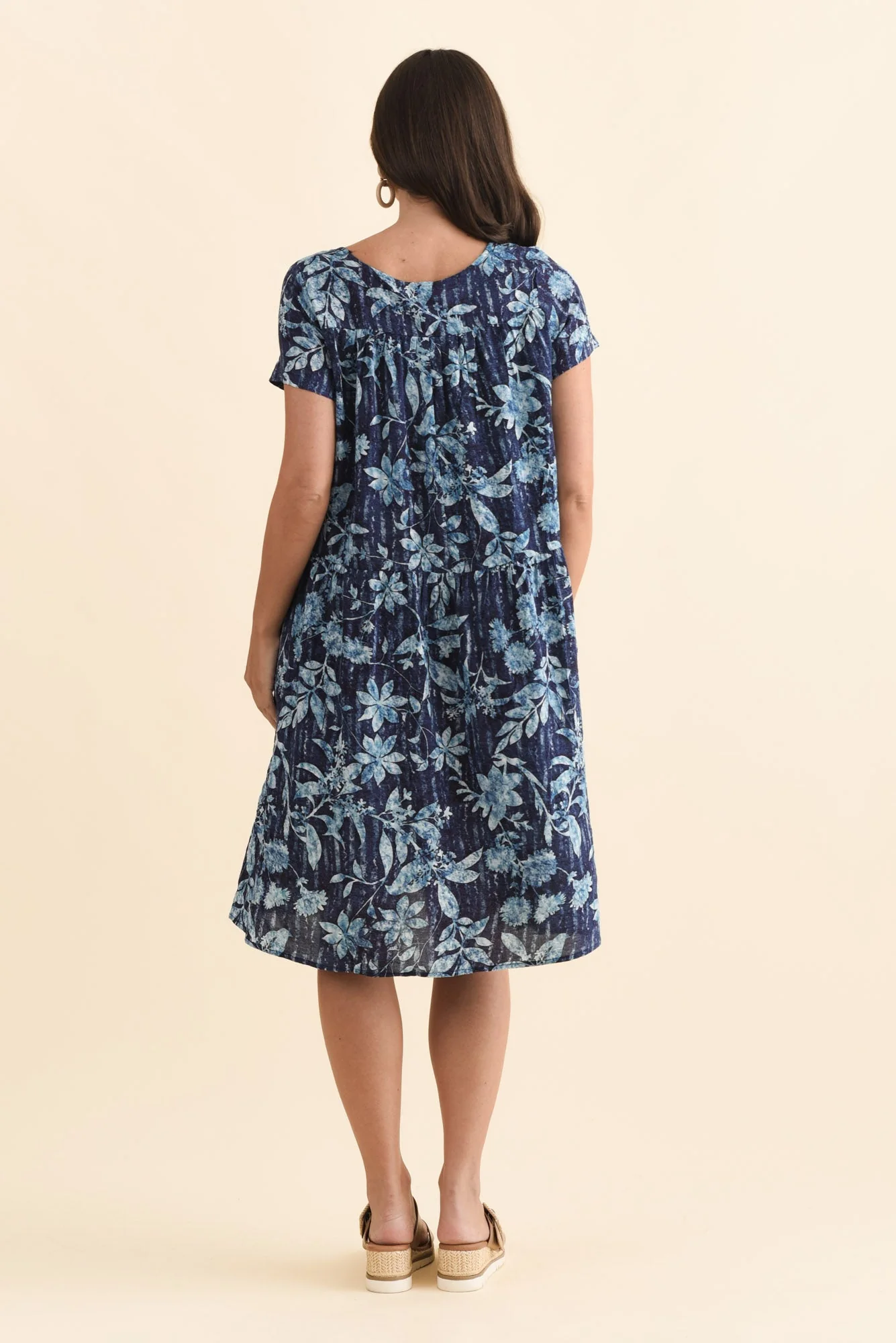 Hanoi Blue Floral Cotton Blend Dress - Image 4