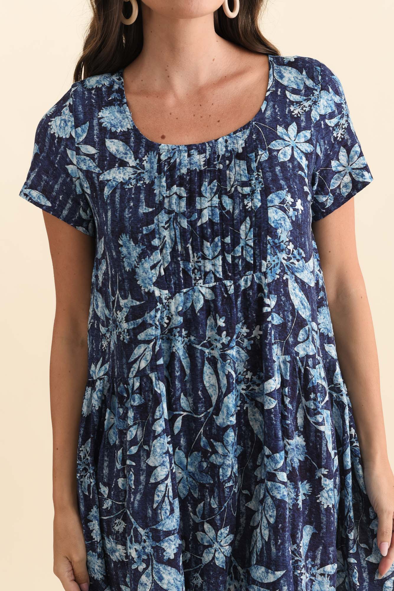 Hanoi Blue Floral Cotton Blend Dress - Image 5