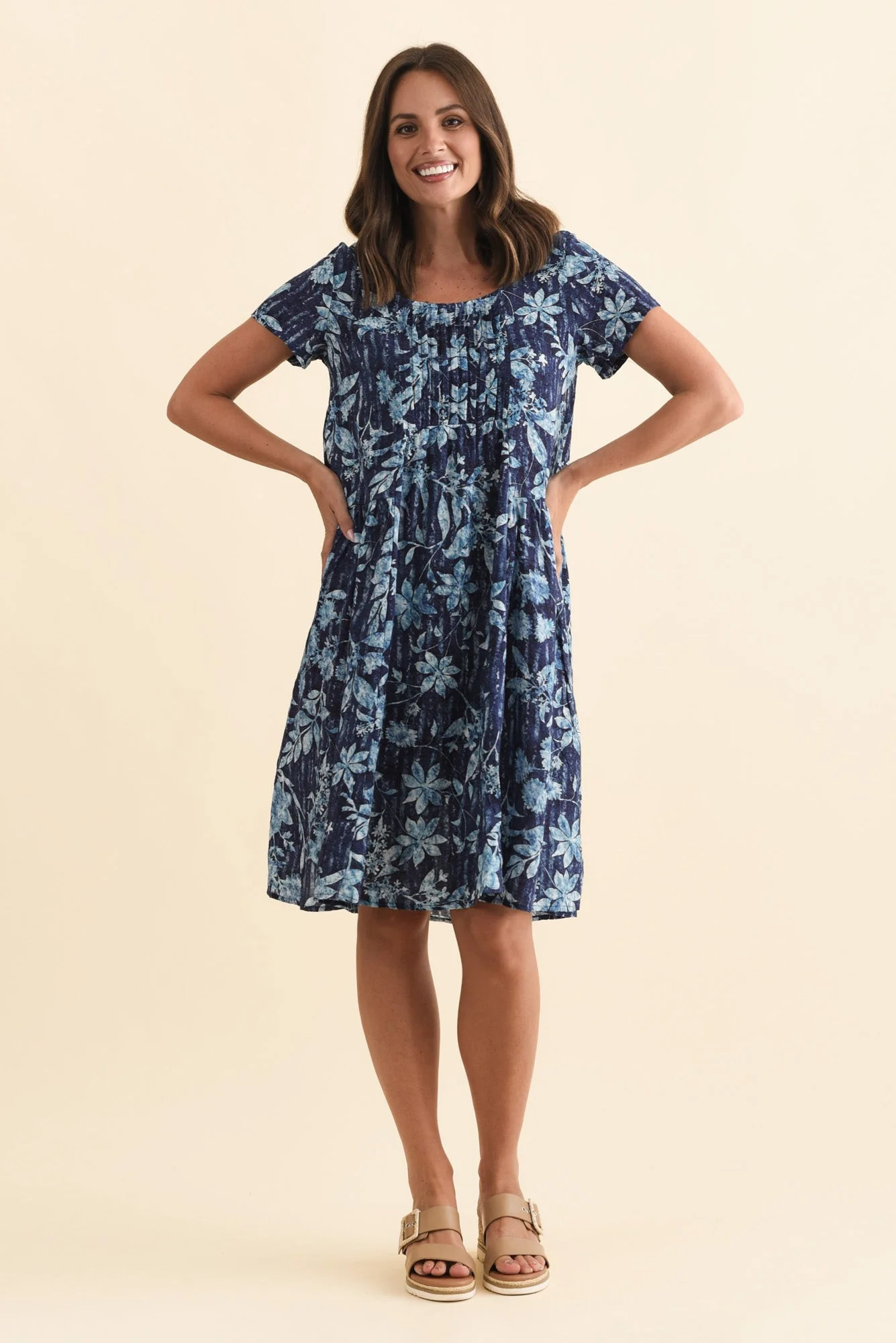 Hanoi Blue Floral Cotton Blend Dress - Image 6